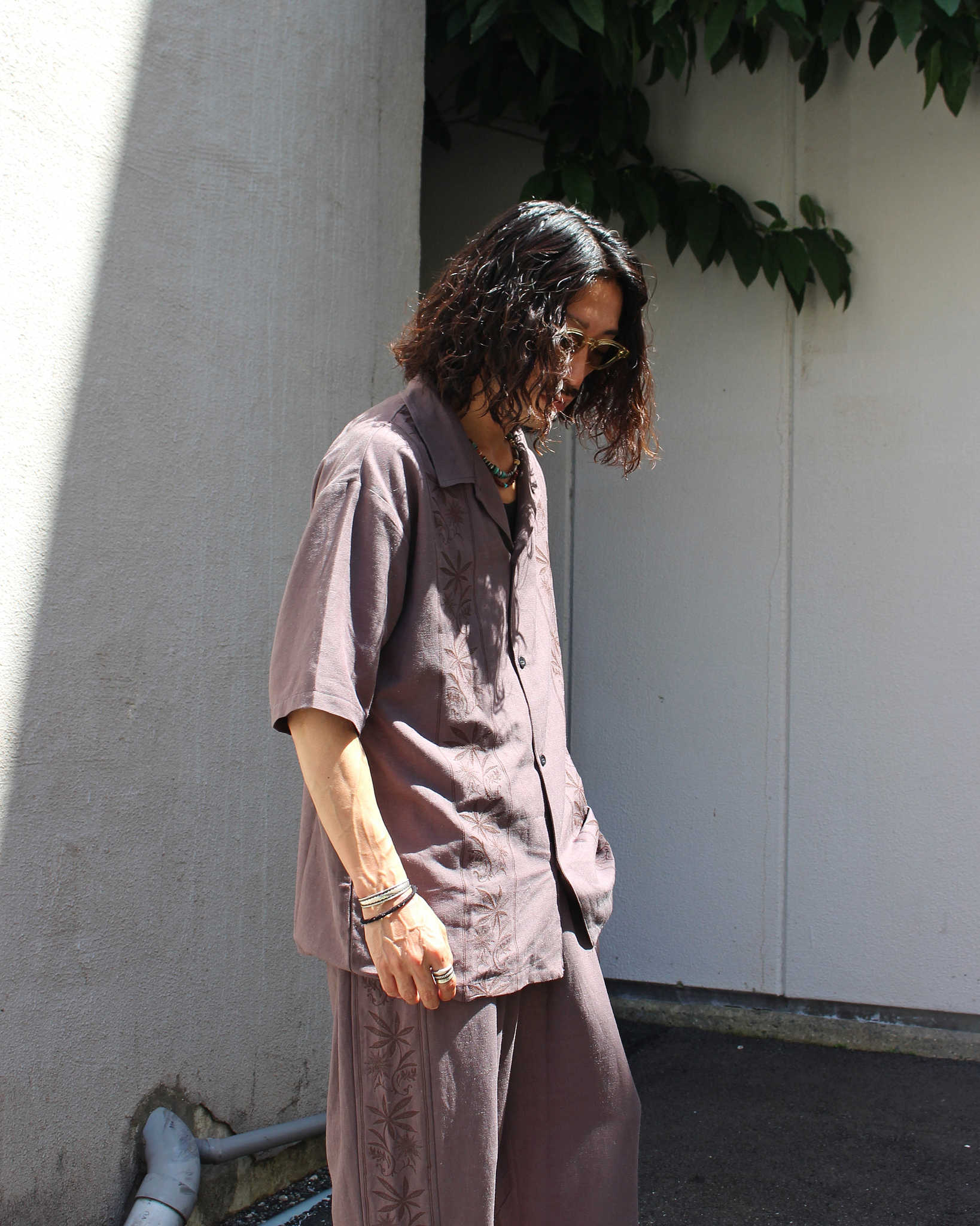 GOHEMP ゴーヘンプ / YURURI EMB SHIRTS ユルリエンブシャツ (STONE GRAY ストーングレー)