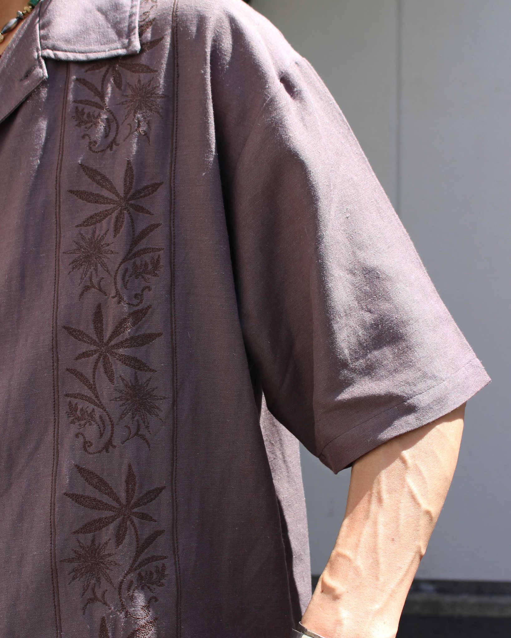 GOHEMP ゴーヘンプ / YURURI EMB SHIRTS ユルリエンブシャツ (STONE GRAY ストーングレー)