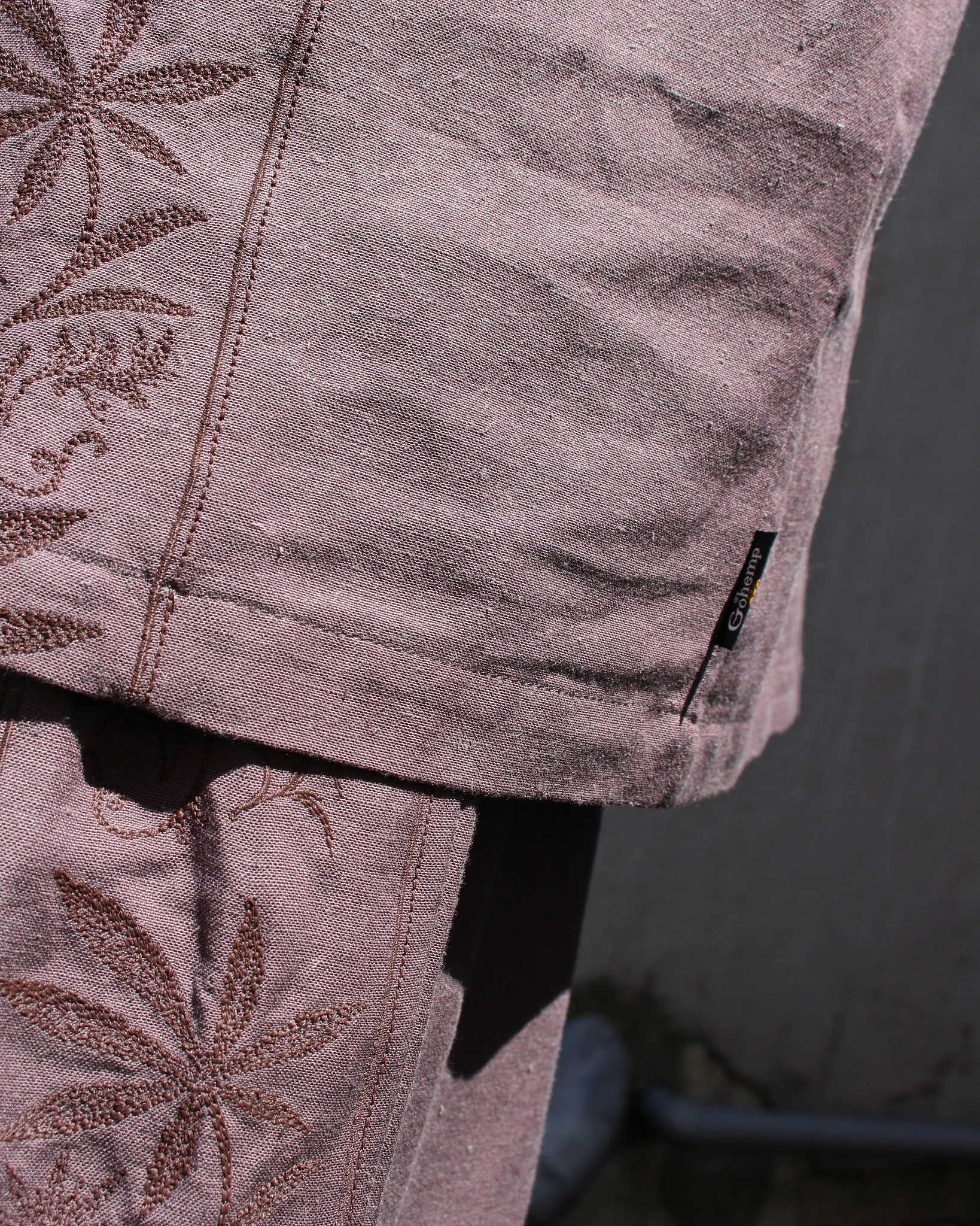 GOHEMP ゴーヘンプ / YURURI EMB SHIRTS ユルリエンブシャツ (STONE GRAY ストーングレー)