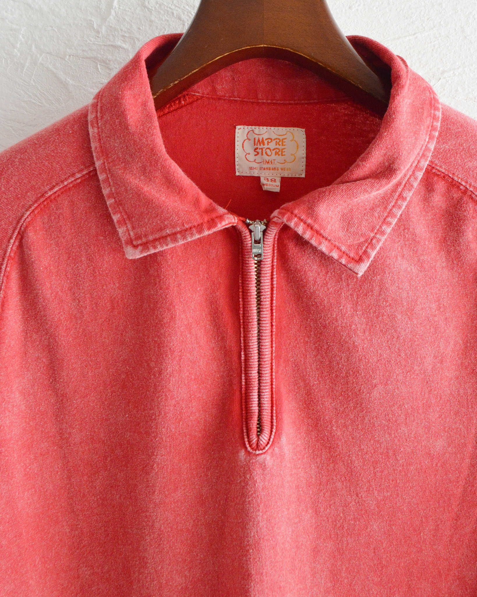 IMPRESTORE イ ンプレストア / Blooper ブルーパー | short sleeve half zip sweat t polo ショートスリーブハーフジップスウェットティーポロ (RED レッド)