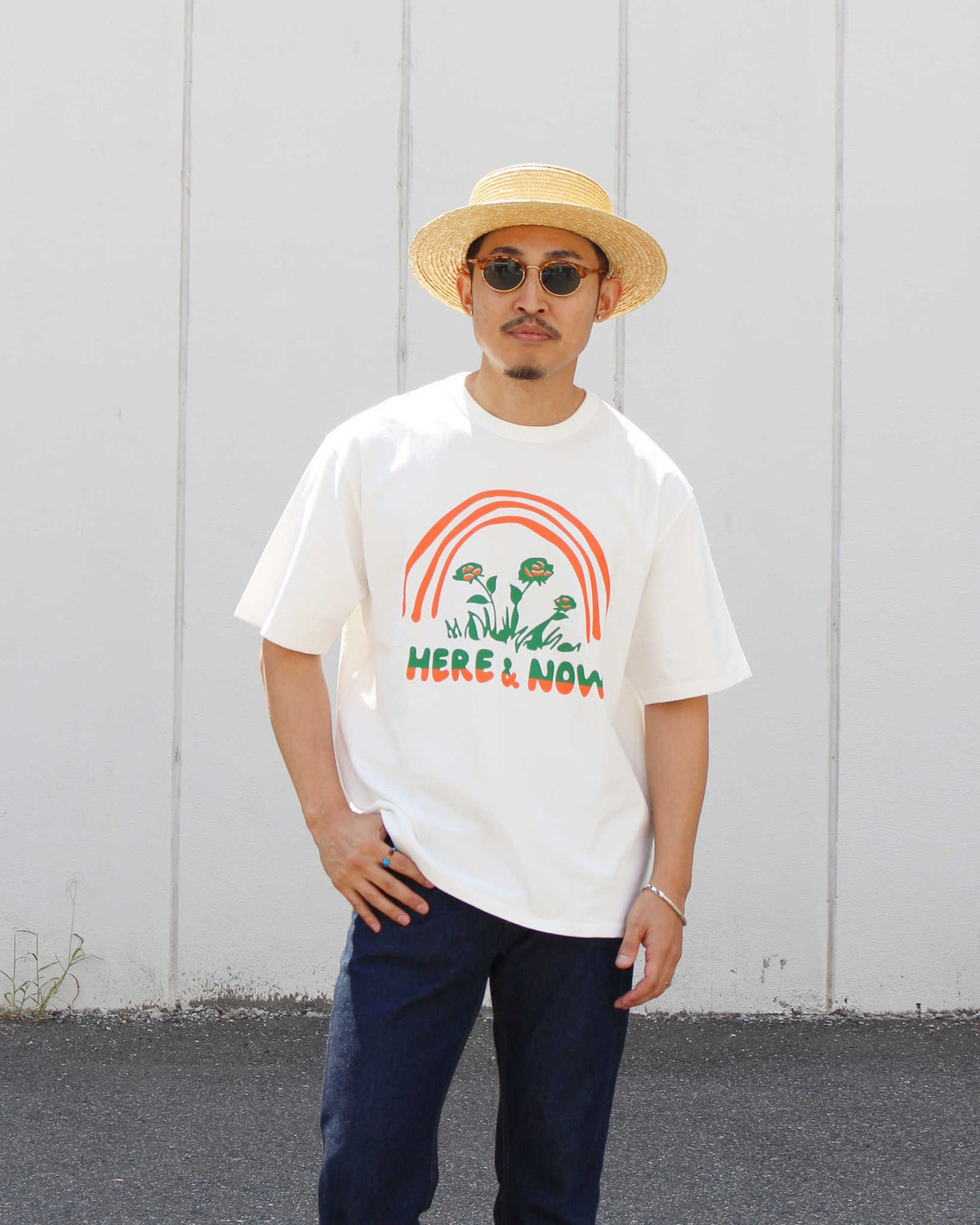 HAVE A GRATEFUL DAY ハブアグレイトフルデイ / T-SHIRT -HERE&NOW ティーシャツヒアアンドナウ (WHITE ホワイト)