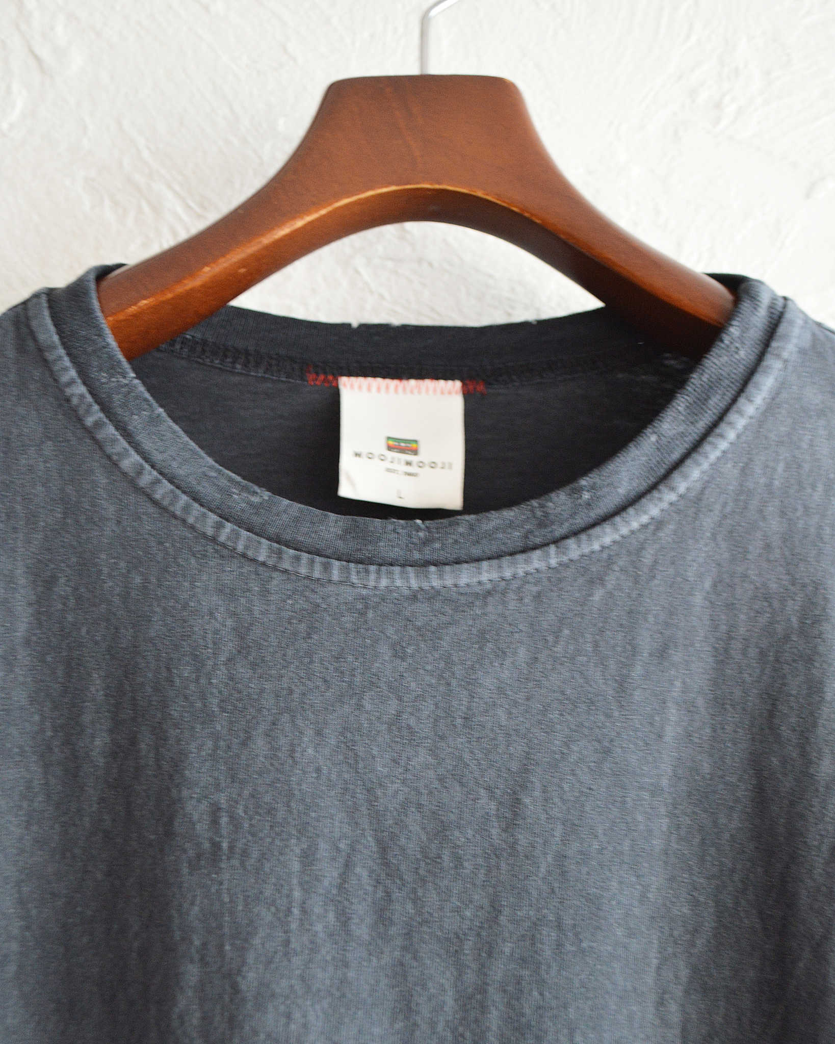 MOOJIMOOJI ムージームージー / OVERSIZE CROP T-SHIRTS AGED オーバーサイズドクロップティーシャツエイジド (BLACK ブラック)