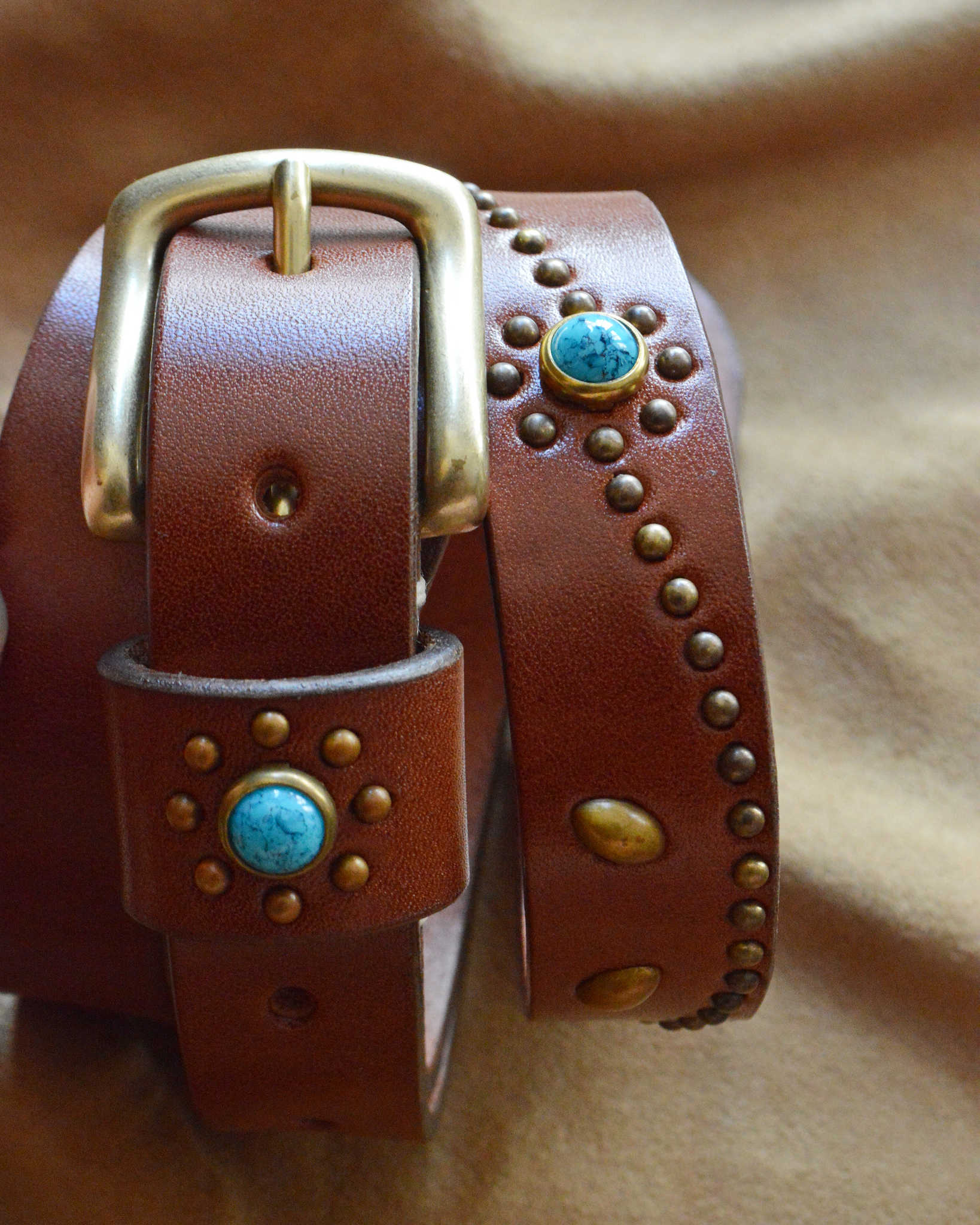Nasngwam. ナスングワム / STUDS BELT スタッズベルト (BROWN ブラウン)