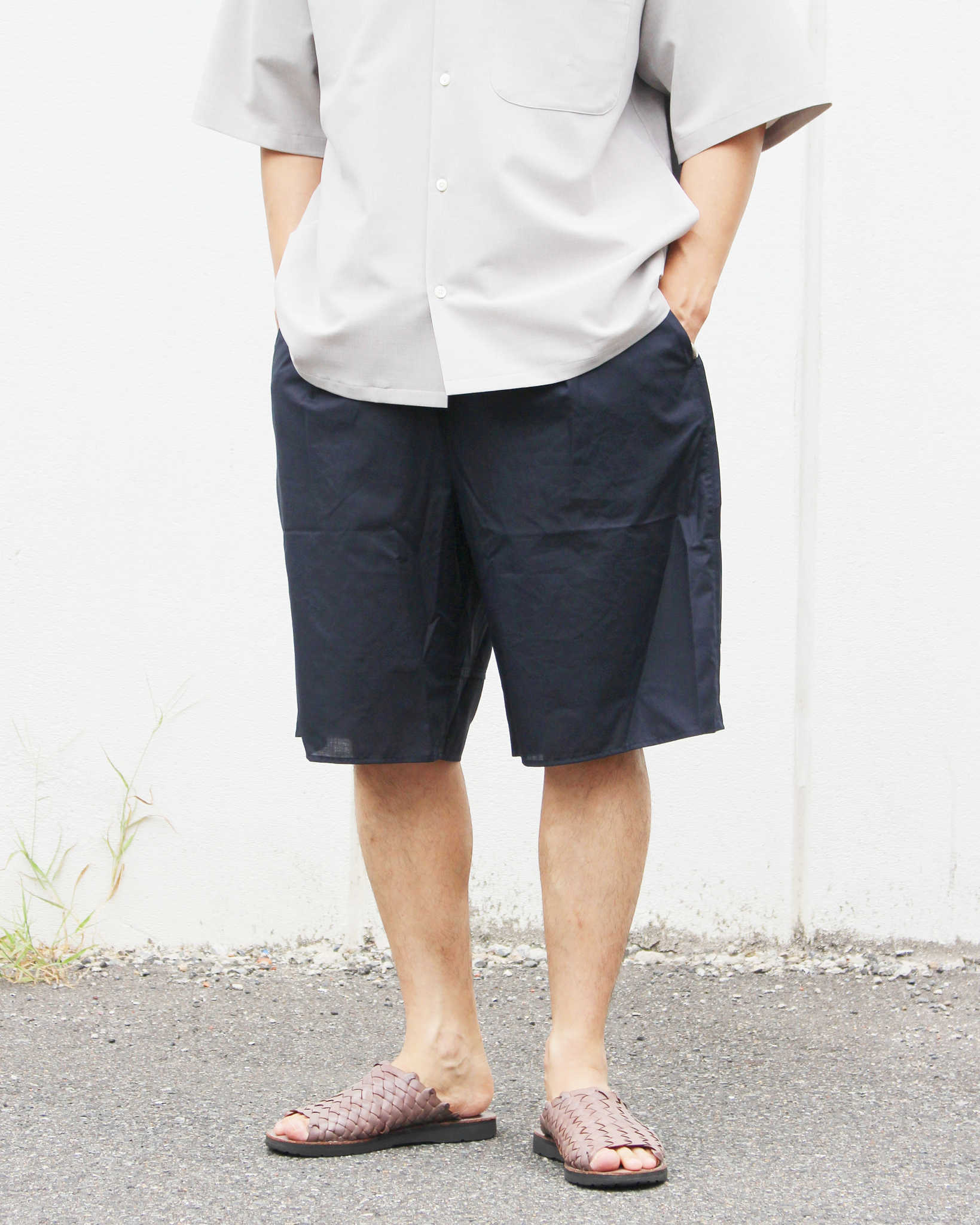 LAMOND ラモンド / LAWN WIDE SHORTS ローンワイドショーツ (NAVY BLACK ネイビーブラック)