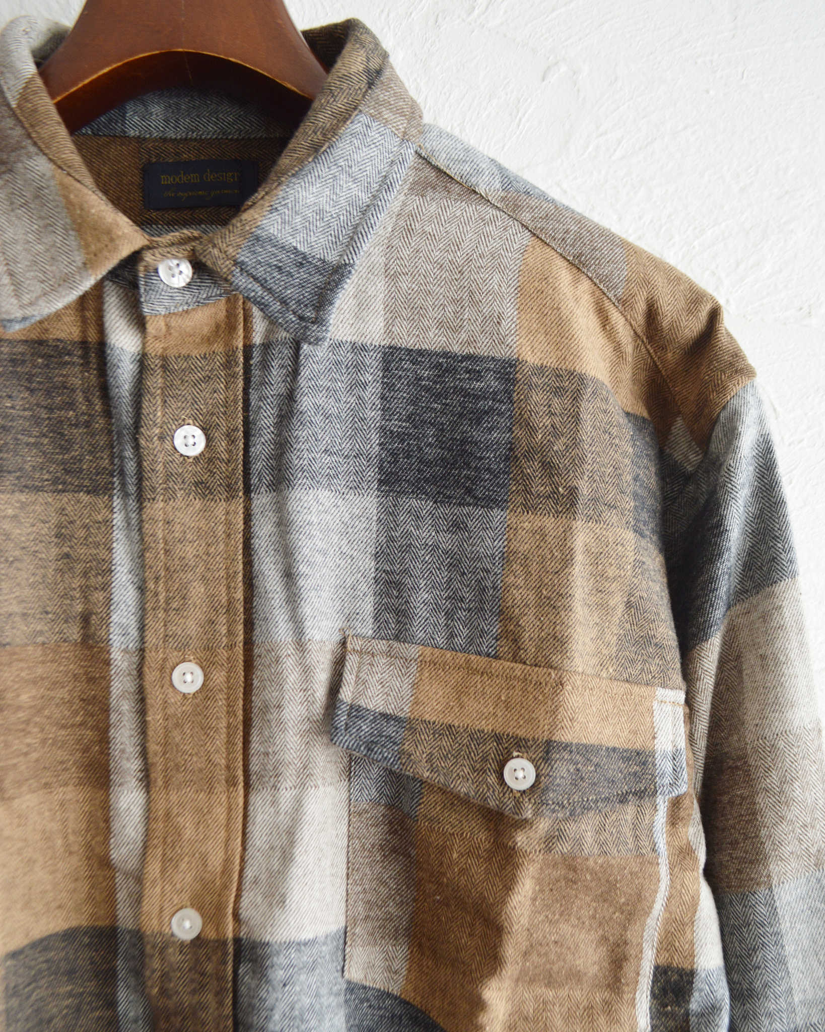 modemdesign モデムデザイン / STANDARD PLAID SHIRTS スタンダードプレイドシャツ (BROWN ブラウン)