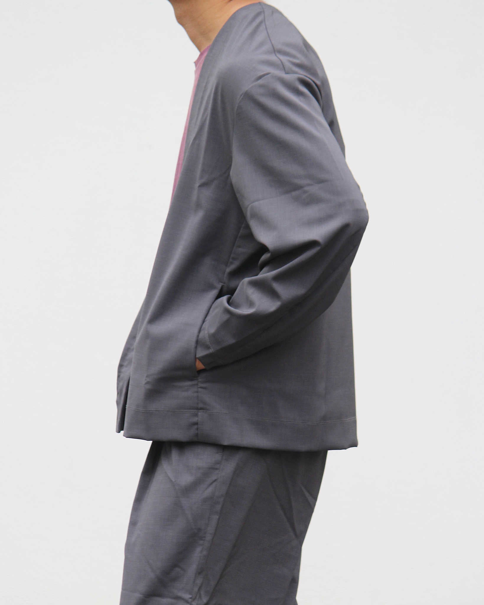 LAMOND ラモンド / TWILL TWIST CARDIGAN JACKET ツイルツイストカーディガンジャケット (CHARCOAL チャコール)