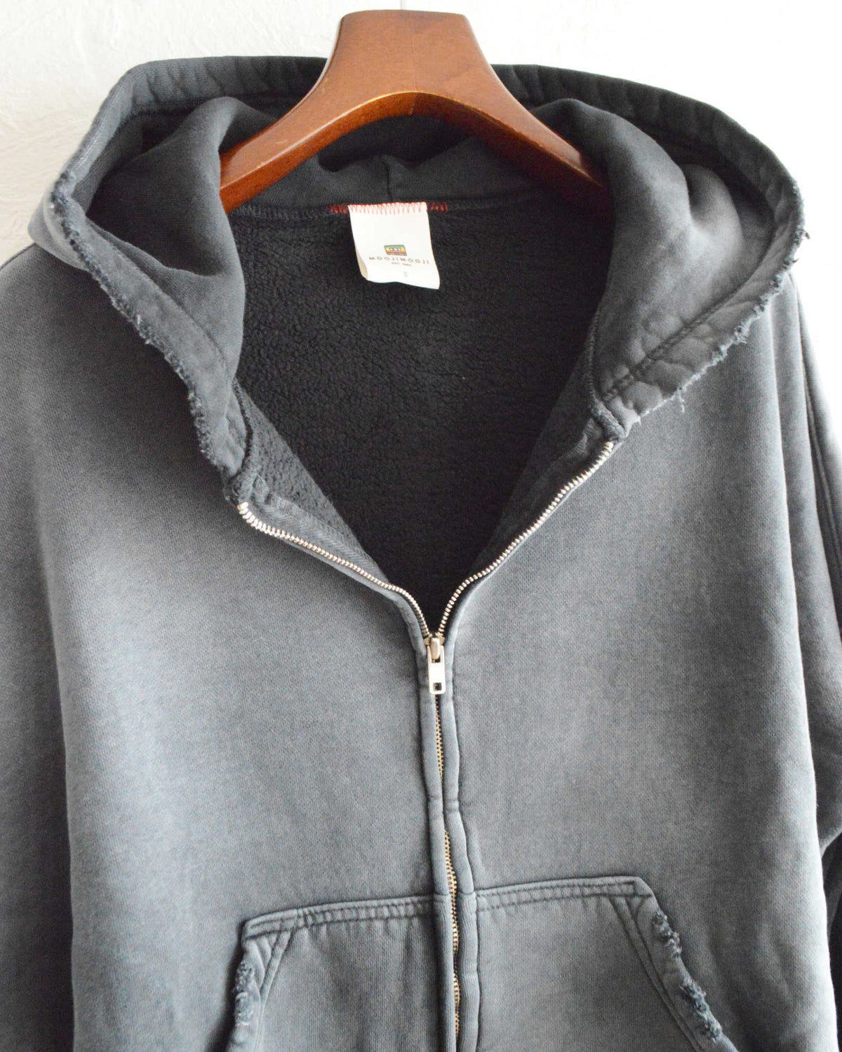 MOOJIMOOJI ムージムージー / OVERSIZE ZIP UP HOODIE AGED オーバーサイズジップアップフーディー (BLACK ブラック)