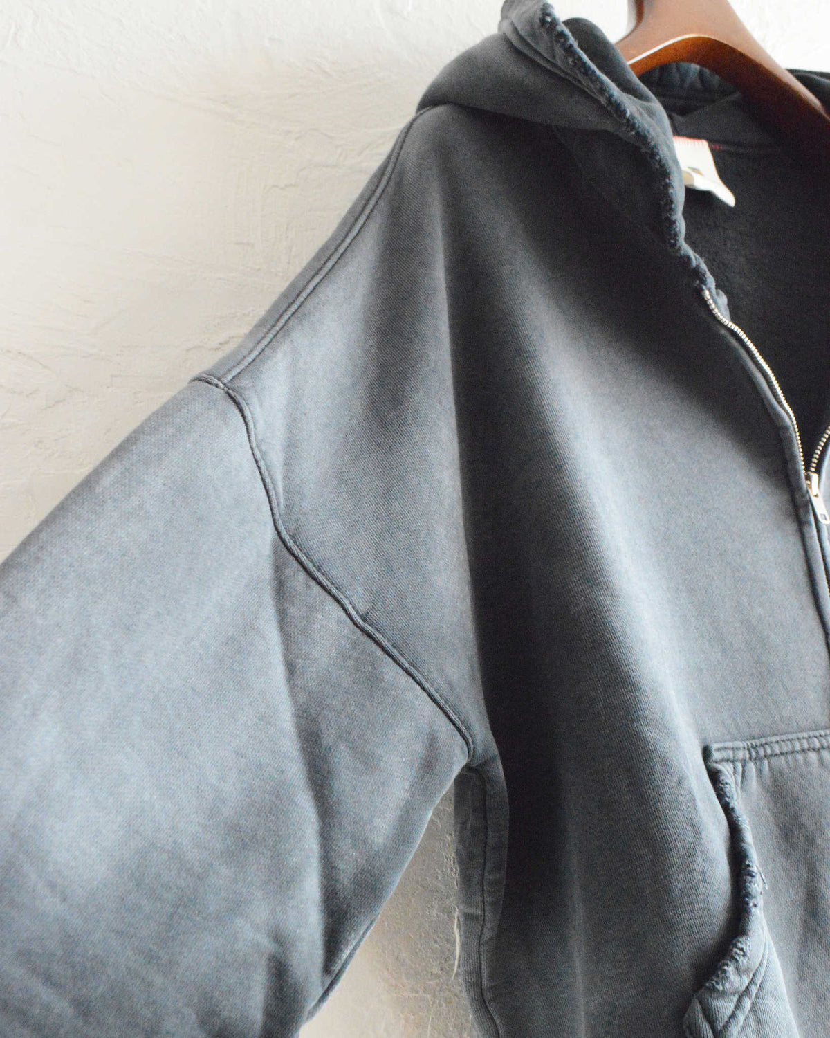 MOOJIMOOJI ムージムージー / OVERSIZE ZIP UP HOODIE AGED オーバーサイズジップアップフーディー (BLACK ブラック)