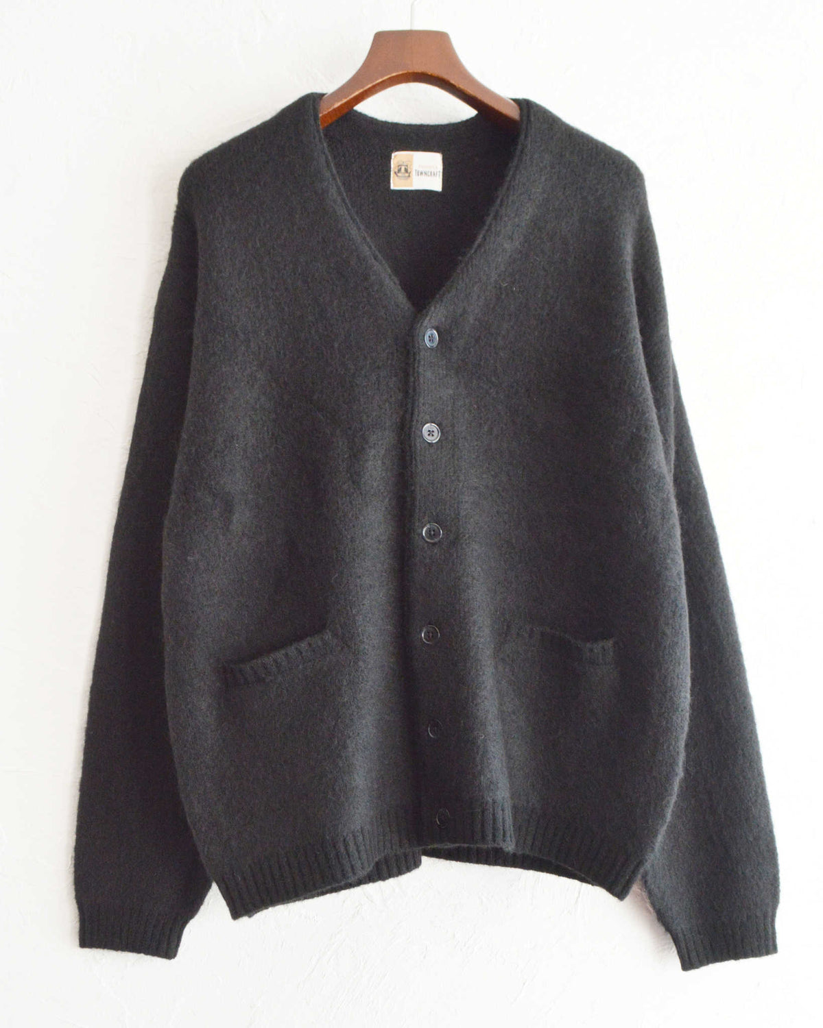 TOWN CRAFT タウンクラフト / mohair shaggy cardigan モヘアカーディガン (BLACK ブラック)