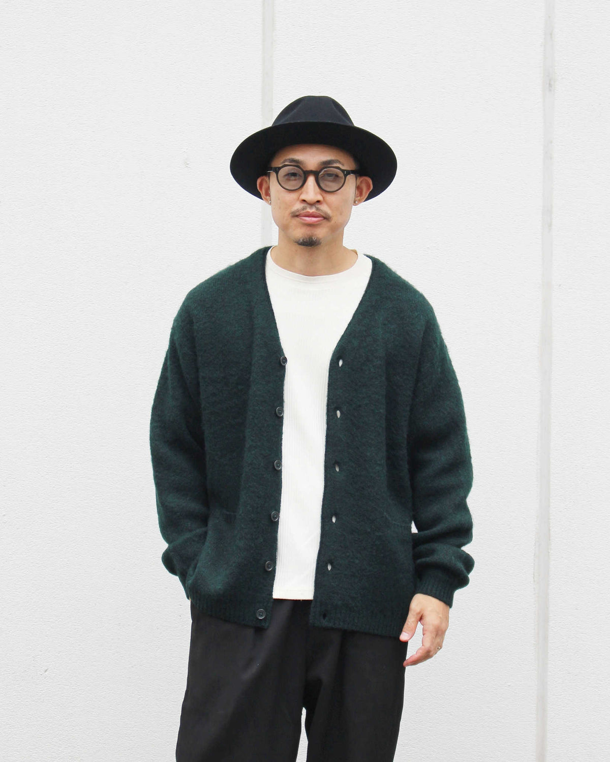 TOWN CRAFT タウンクラフト / mohair shaggy cardigan モヘアカーディガン (GREEN グリーン)