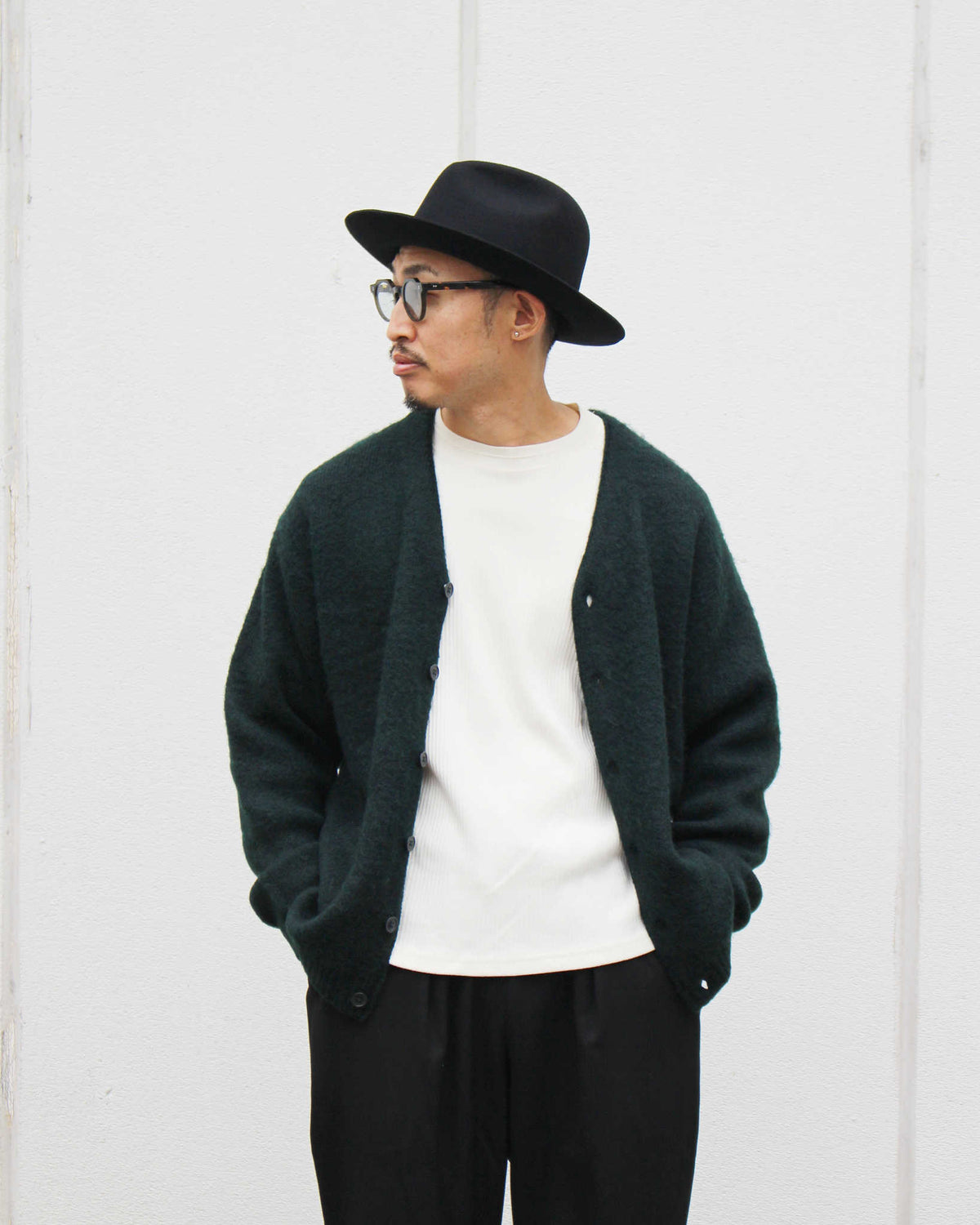 TOWN CRAFT タウンクラフト / mohair shaggy cardigan モヘアカーディガン (GREEN グリーン)