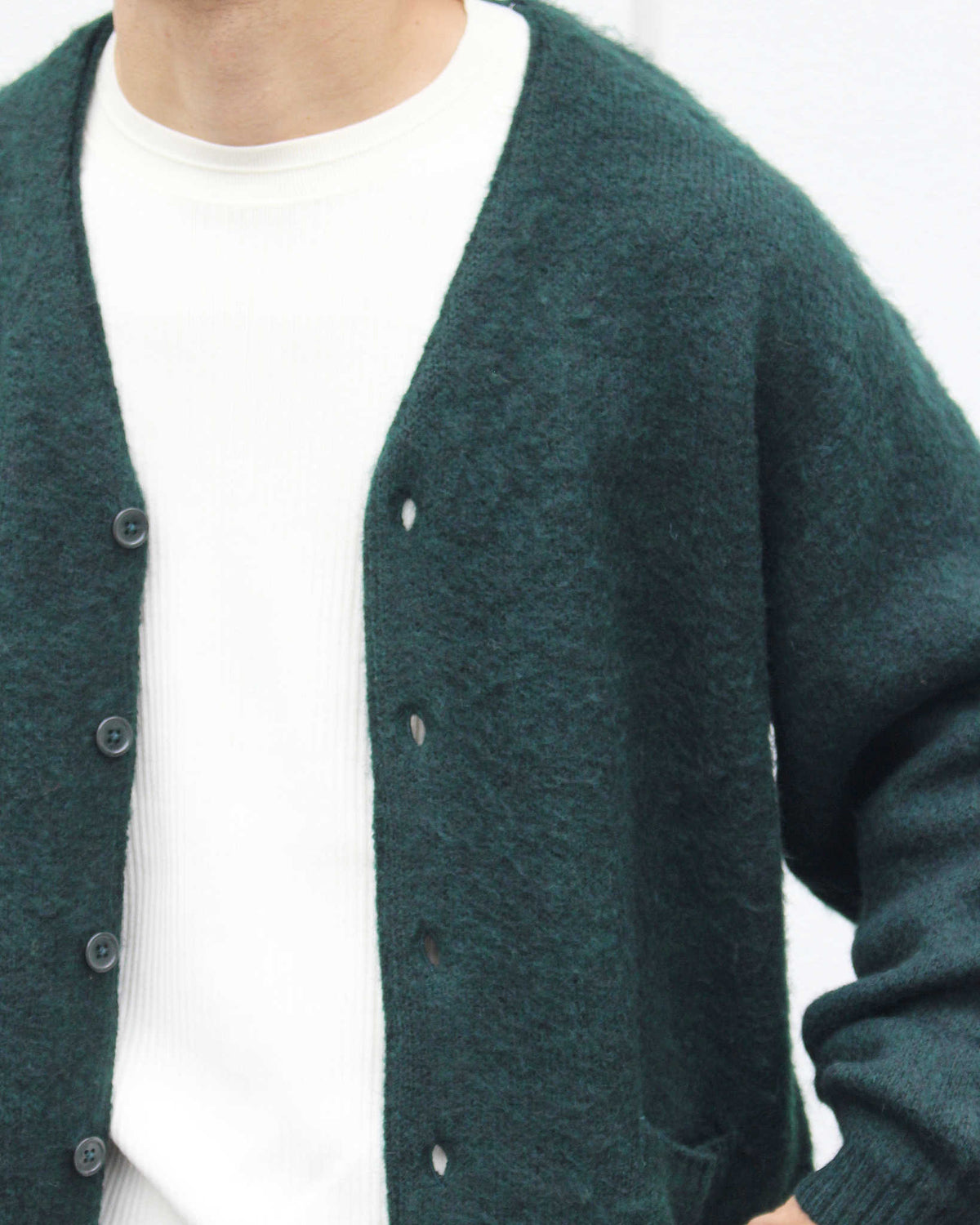 TOWN CRAFT タウンクラフト / mohair shaggy cardigan モヘアカーディガン (GREEN グリーン)