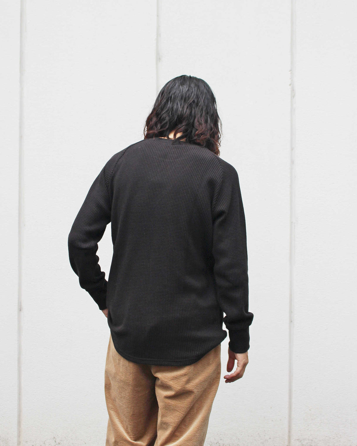 GOHEMP ゴーヘンプ / HEMP WAFFLE CREW ヘンプワッフルクルー (BLACK ブラック)