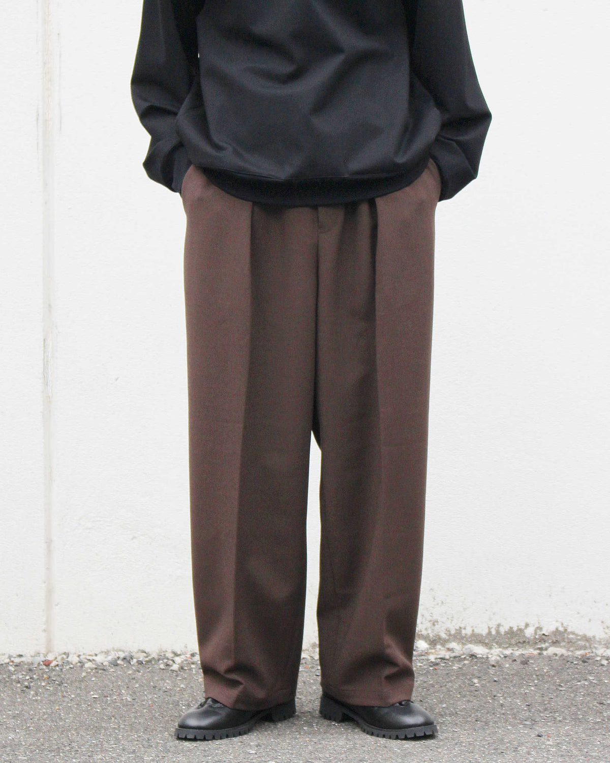 LAMOND ラモンド / DOUBLE WEAVE WIDE TROUSERS ダブルウィーブワイドトラウザーズ (BROWN ブラウン)