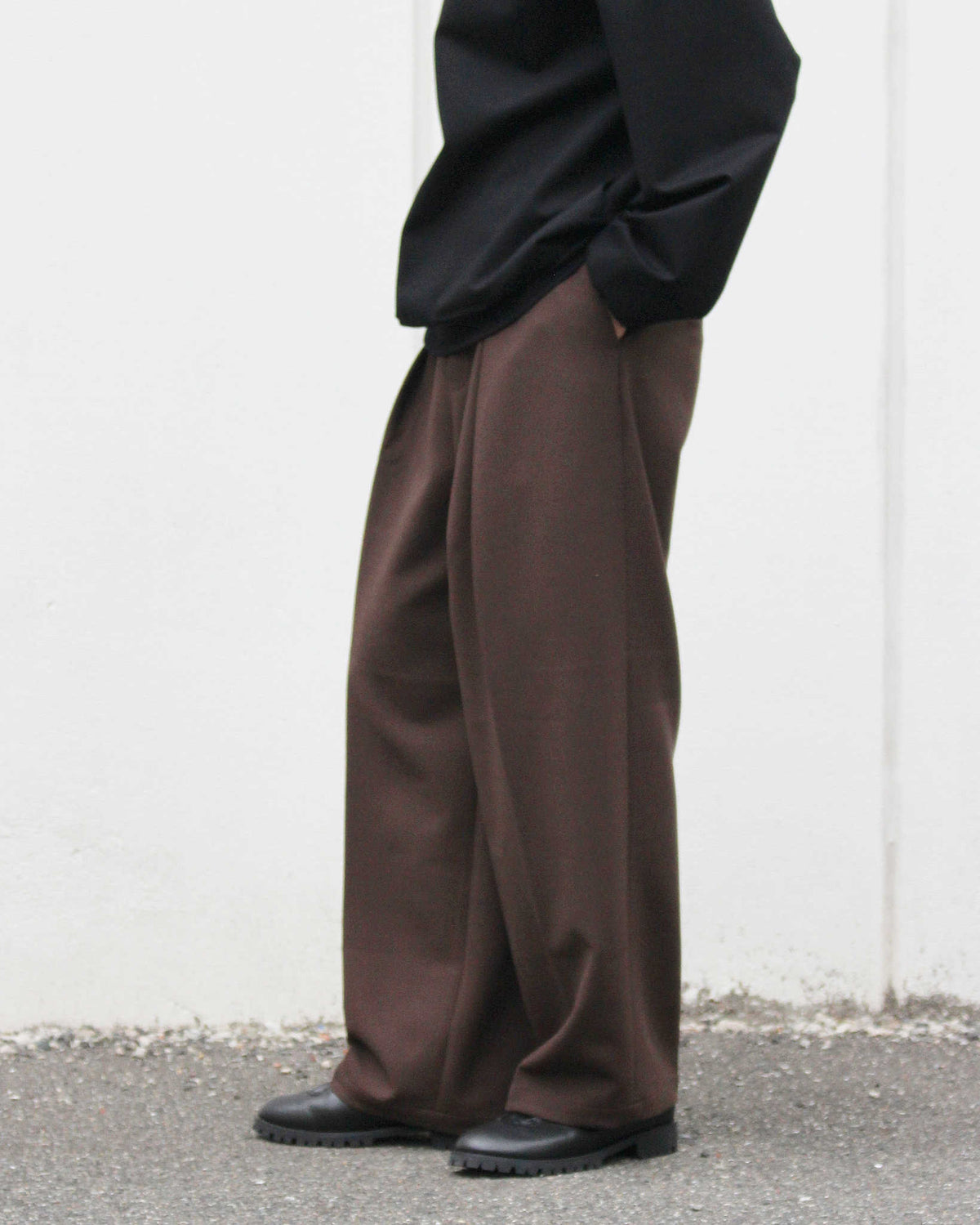 LAMOND ラモンド / DOUBLE WEAVE WIDE TROUSERS ダブルウィーブワイドトラウザーズ (BROWN ブラウン)