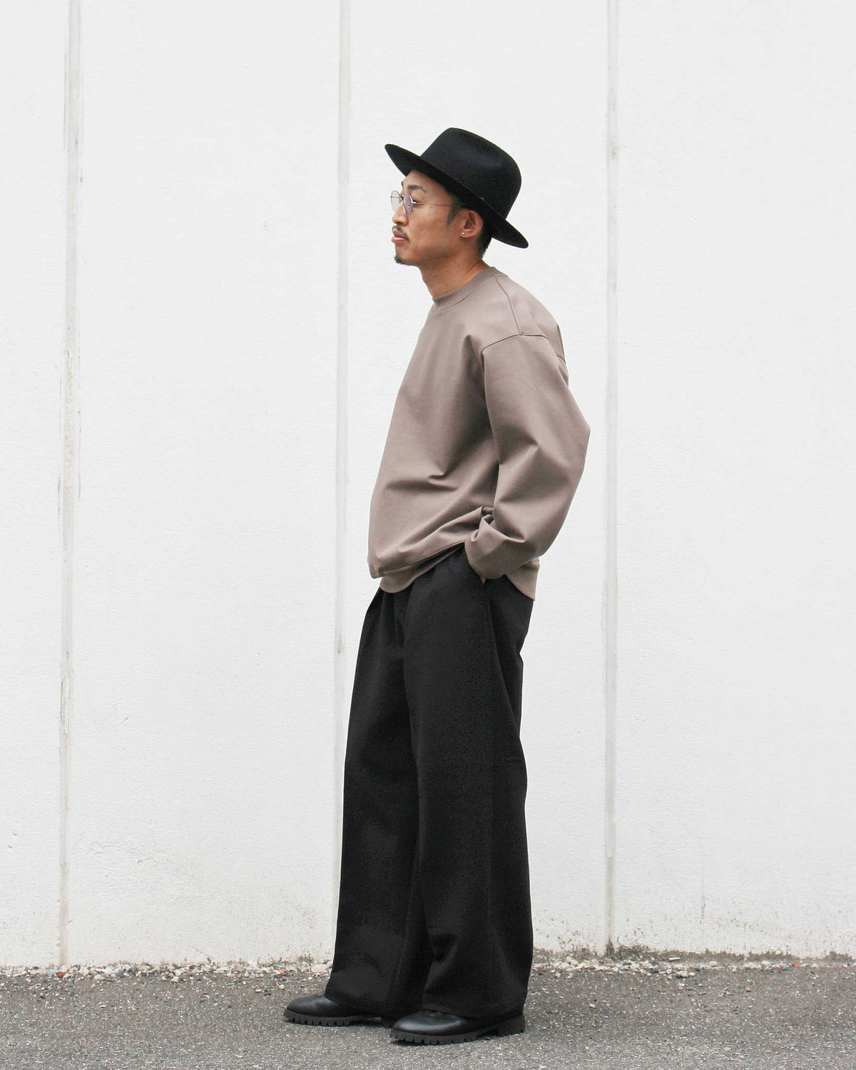 LAMOND ラモンド / DOUBLE WEAVE WIDE TROUSERS ダブルウィーブワイドトラウザーズ (BLACK ブラック)
