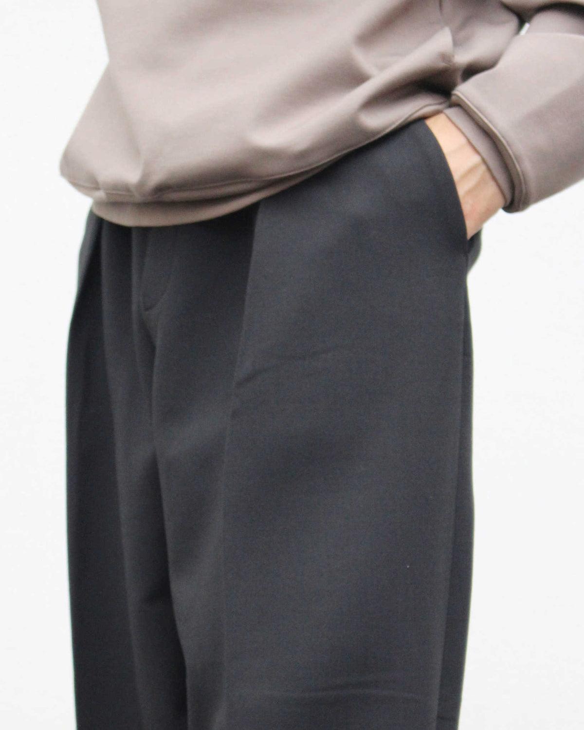 LAMOND ラモンド / DOUBLE WEAVE WIDE TROUSERS ダブルウィーブワイドトラウザーズ (BLACK ブラック)