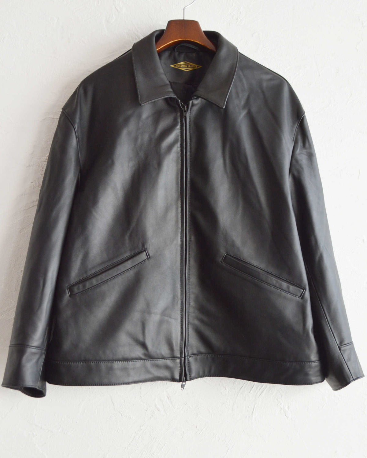 AWESOME LEATHER オーサムレザー / LEATHER ZIP SHORT JACKET レザージップショートジャケット (BLACK ブラック)