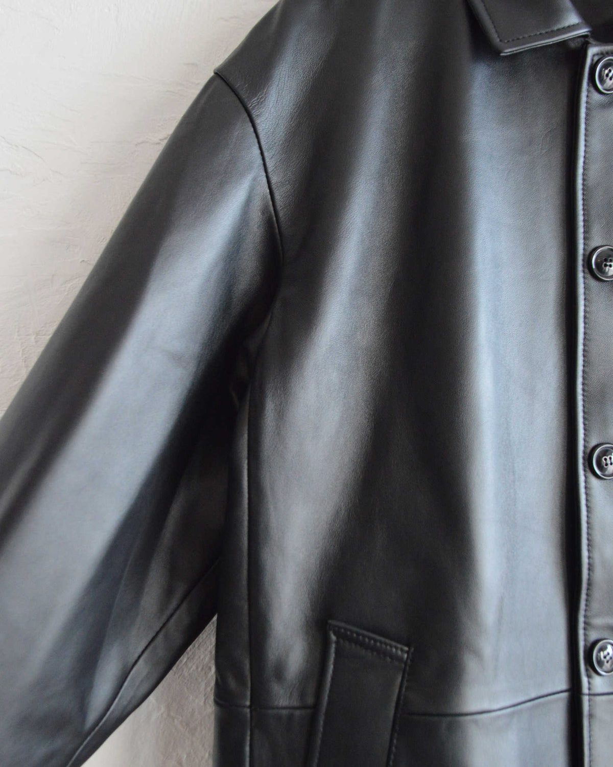 AWESOME LEATHER オーサムレザー / LEATHER HALF COAT レザーハーフコート (BLACK ブラック)