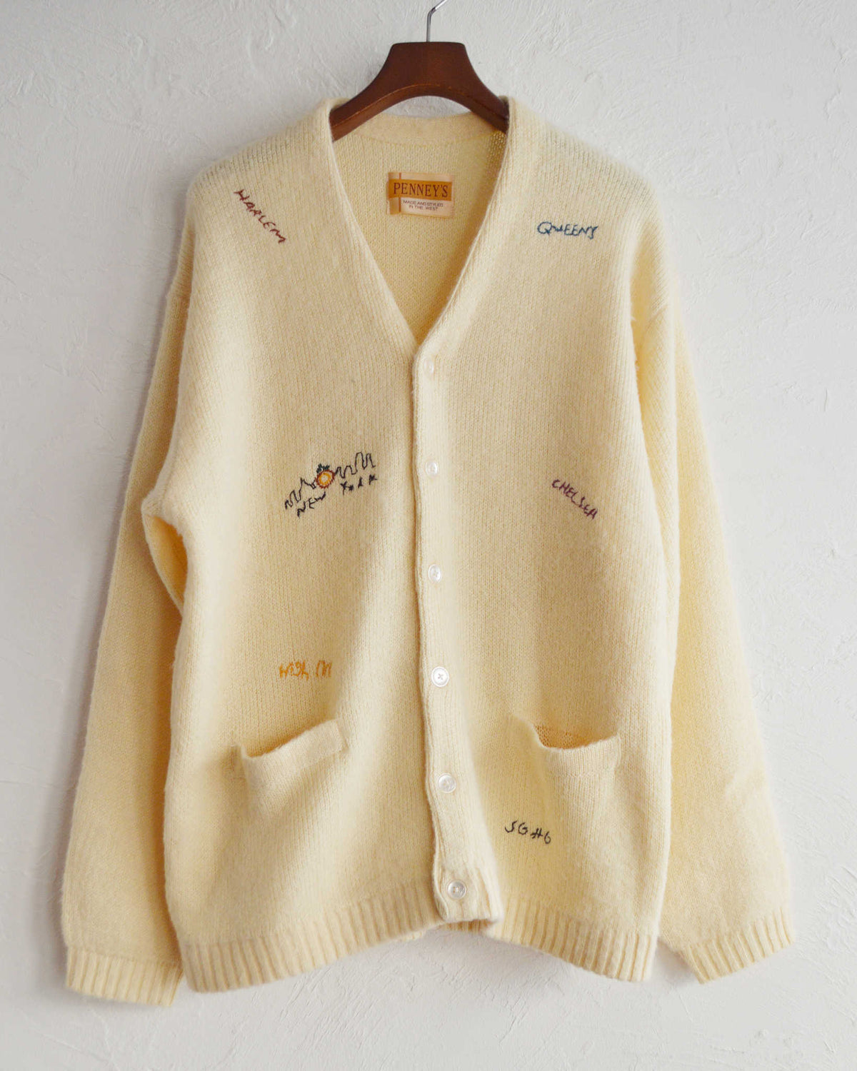 PENNEY'S ぺニーズ / NEW YORK doodle cardigan ニューヨークドゥードゥルカーディガン (OFF WHITE オフホワイト)
