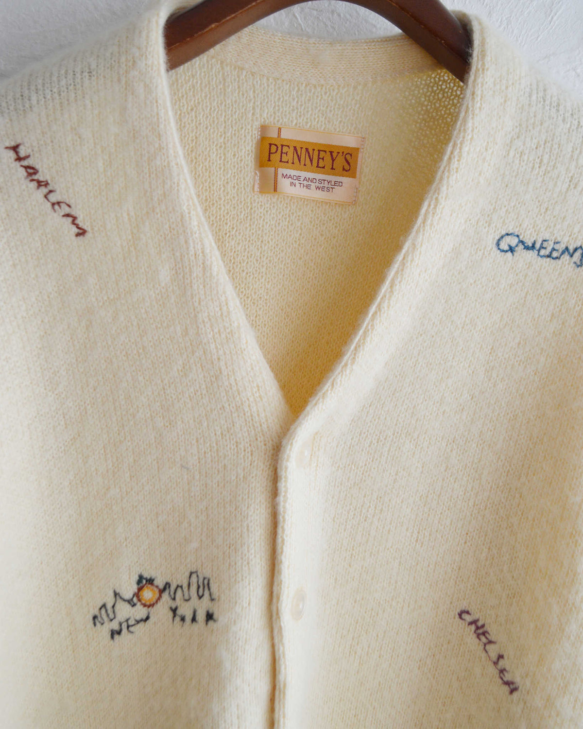 PENNEY'S ぺニーズ / NEW YORK doodle cardigan ニューヨークドゥードゥルカーディガン (OFF WHITE オフホワイト)