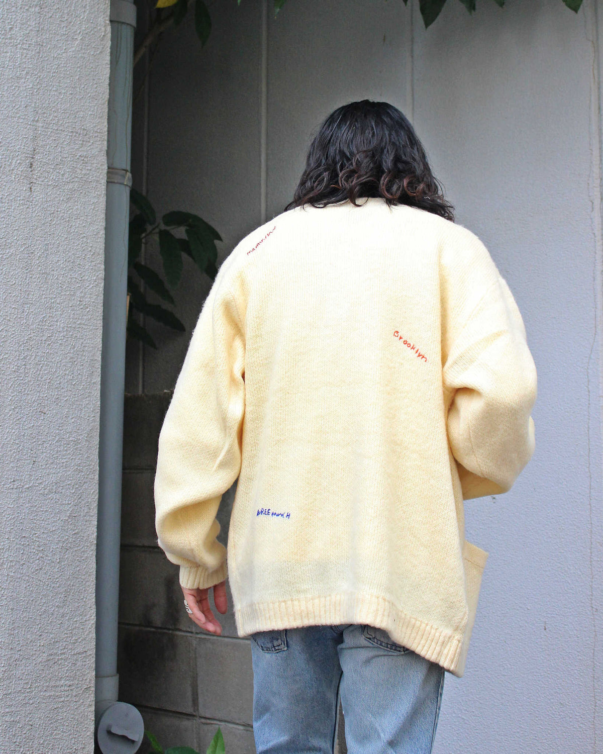PENNEY'S ぺニーズ / NEW YORK doodle cardigan ニューヨークドゥードゥルカーディガン (OFF WHITE オフホワイト)