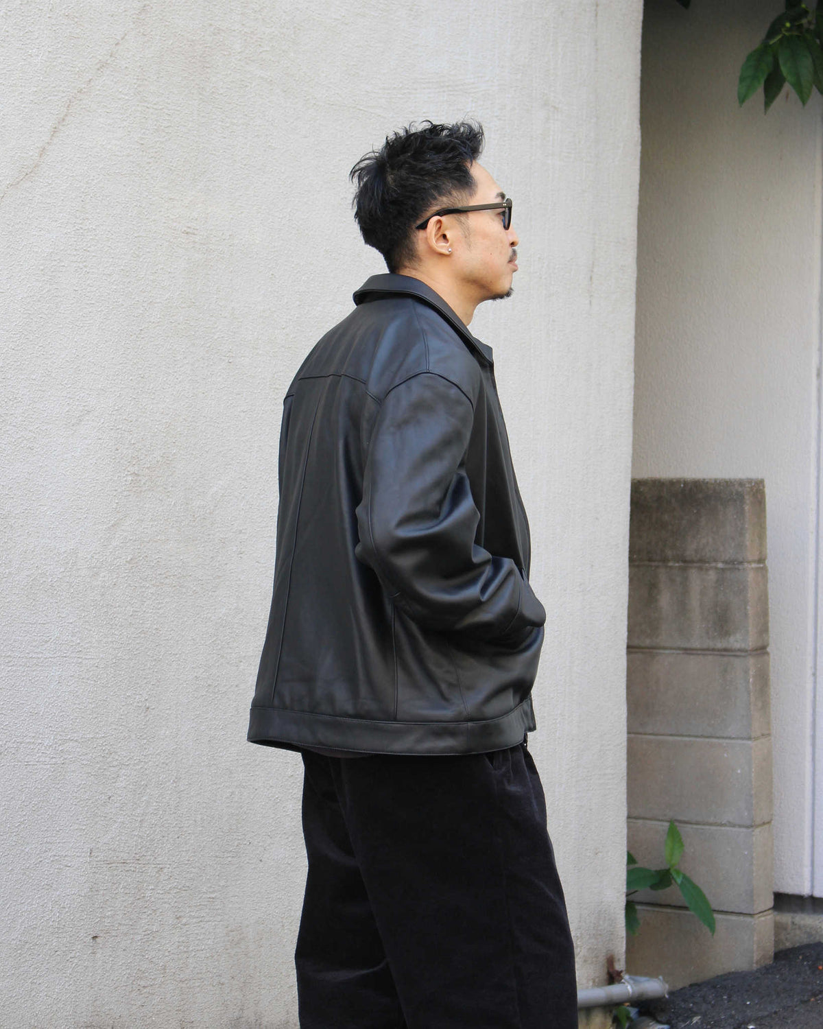 AWESOME LEATHER オーサムレザー / LEATHER ZIP SHORT JACKET レザージップショートジャケット (BLACK ブラック)