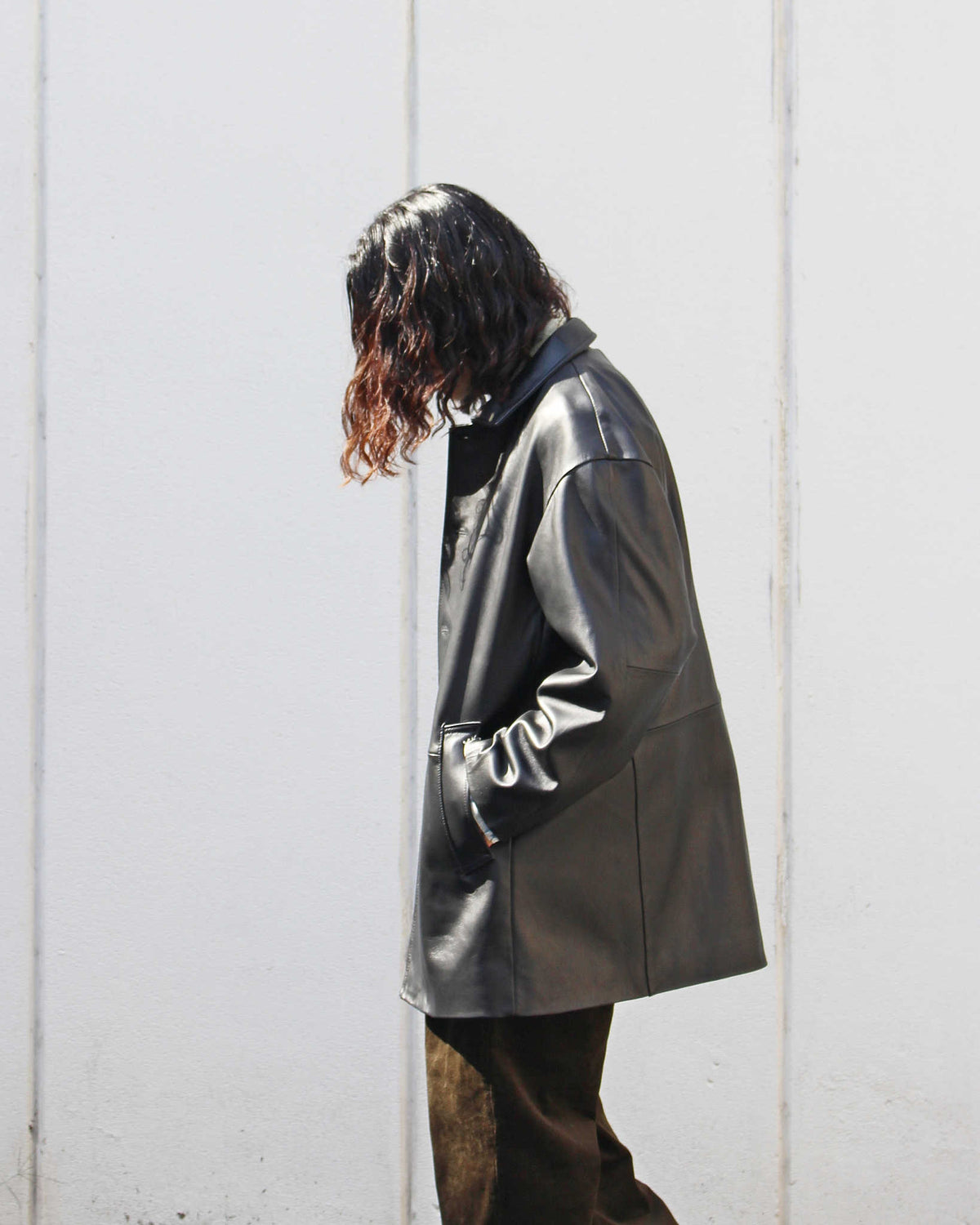 AWESOME LEATHER オーサムレザー / LEATHER HALF COAT レザーハーフコート (BLACK ブラック)