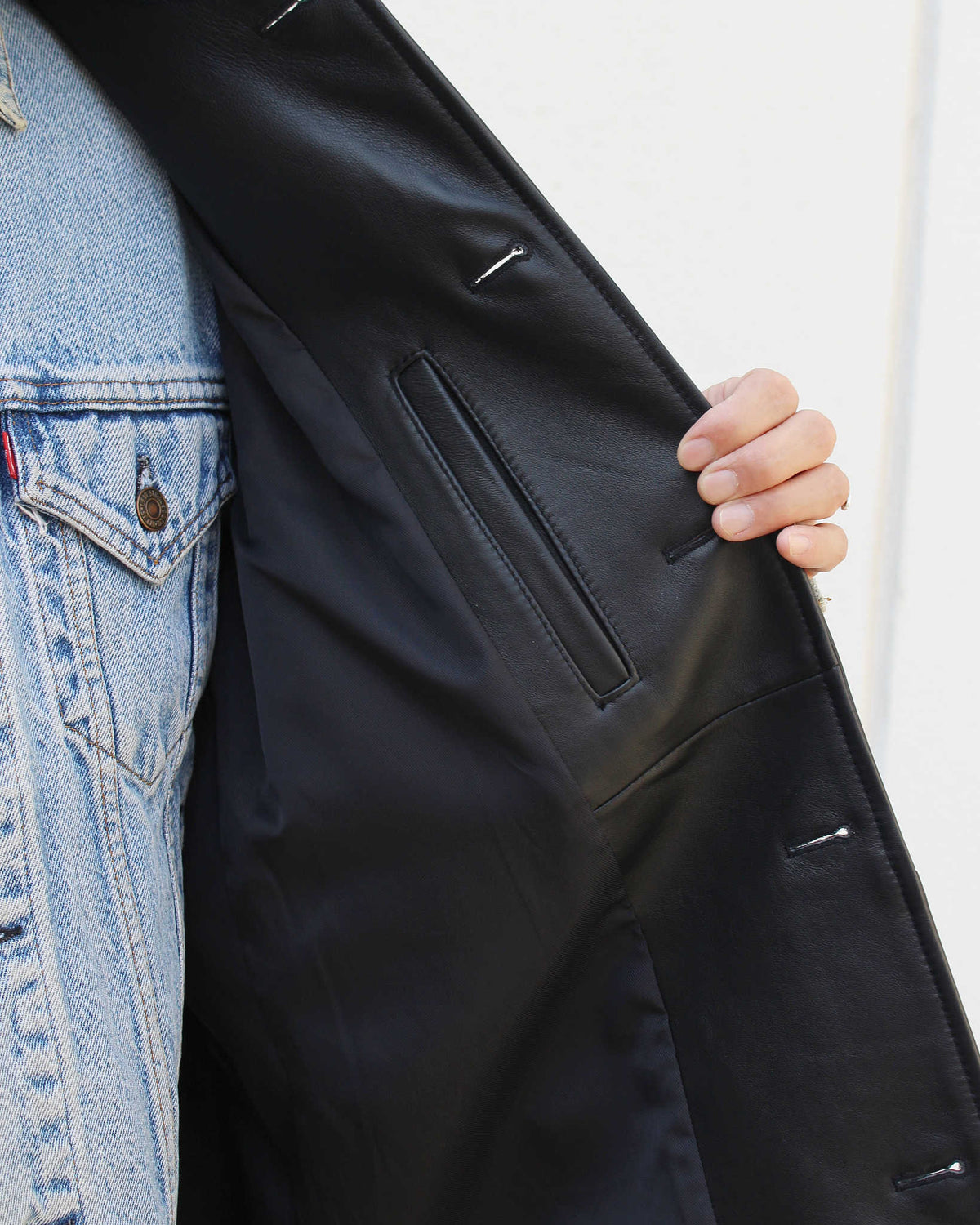 AWESOME LEATHER オーサムレザー / LEATHER HALF COAT レザーハーフコート (BLACK ブラック)