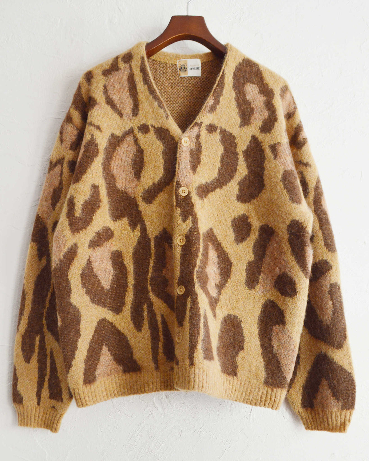 TOWN CRAFT タウンクラフト / mohair shaggy jacquard cardigan モヘアシャギージャガードカーディガン (LEOPARD レオパード)