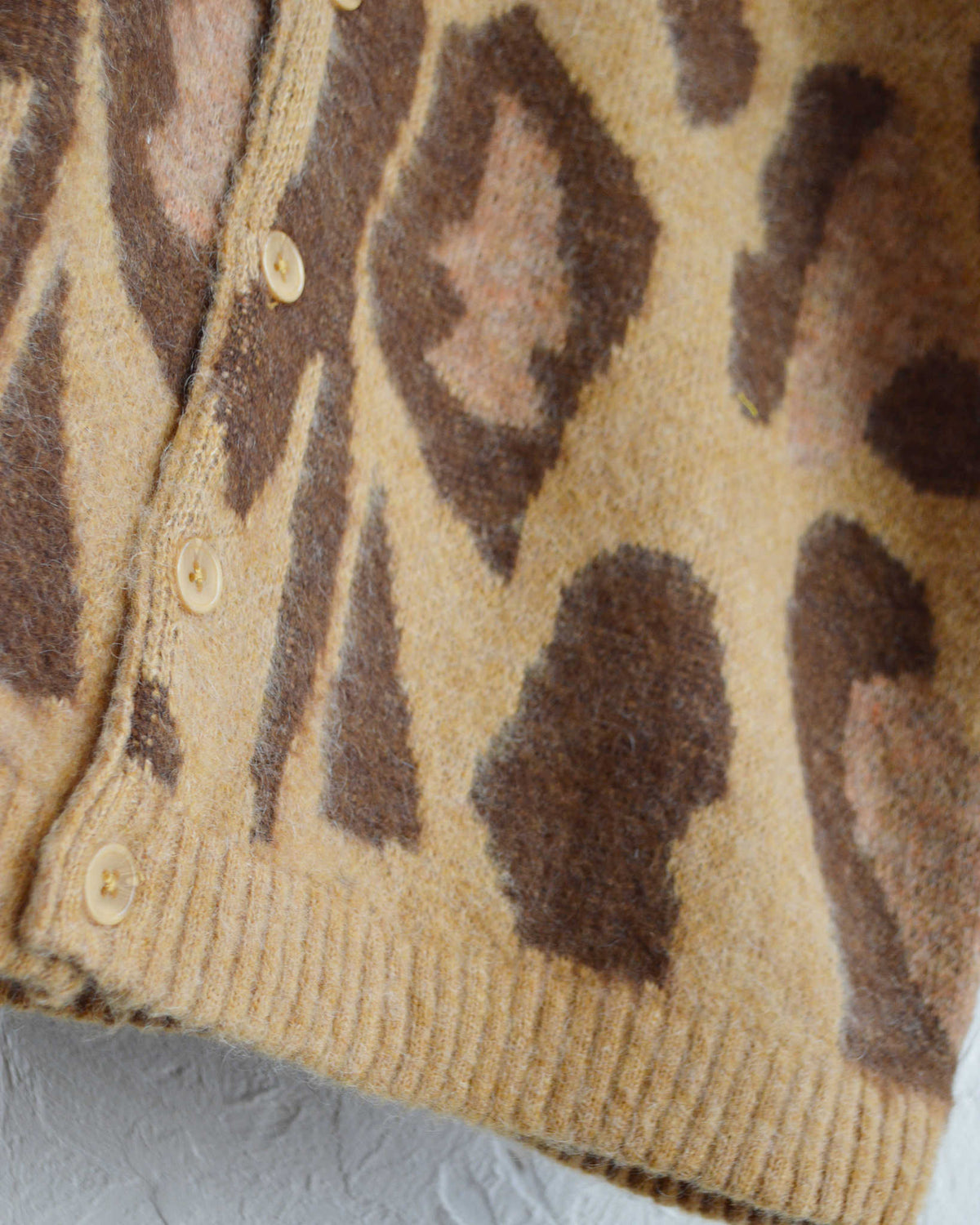 TOWN CRAFT タウンクラフト / mohair shaggy jacquard cardigan モヘアシャギージャガードカーディガン (LEOPARD レオパード)