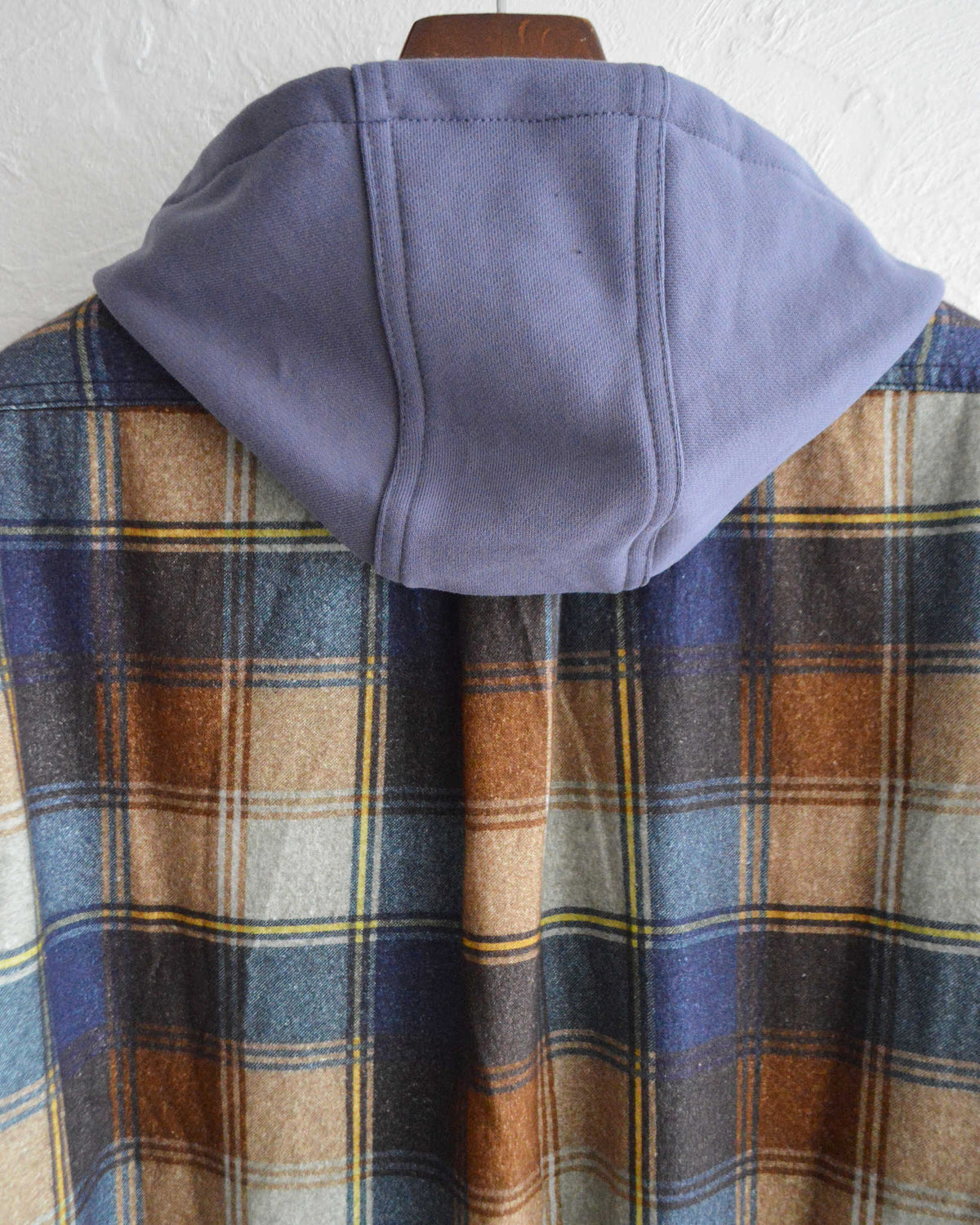 IMPRESTORE インプレストア / Springsteen | Flannel Hooded Shirt フランネルフードシャツ (BROWN×NAVY ブラウンネイビー)