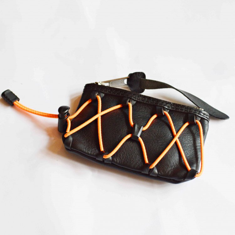saranam サラナン / draw cord card coin case ドローコードカードコインケース (BLACK×ORANGE ブラックオレンジ)
