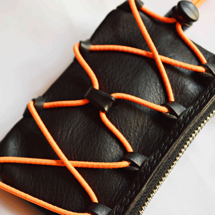 saranam サラナン / draw cord card coin case ドローコードカードコインケース (BLACK×ORANGE ブラックオレンジ)