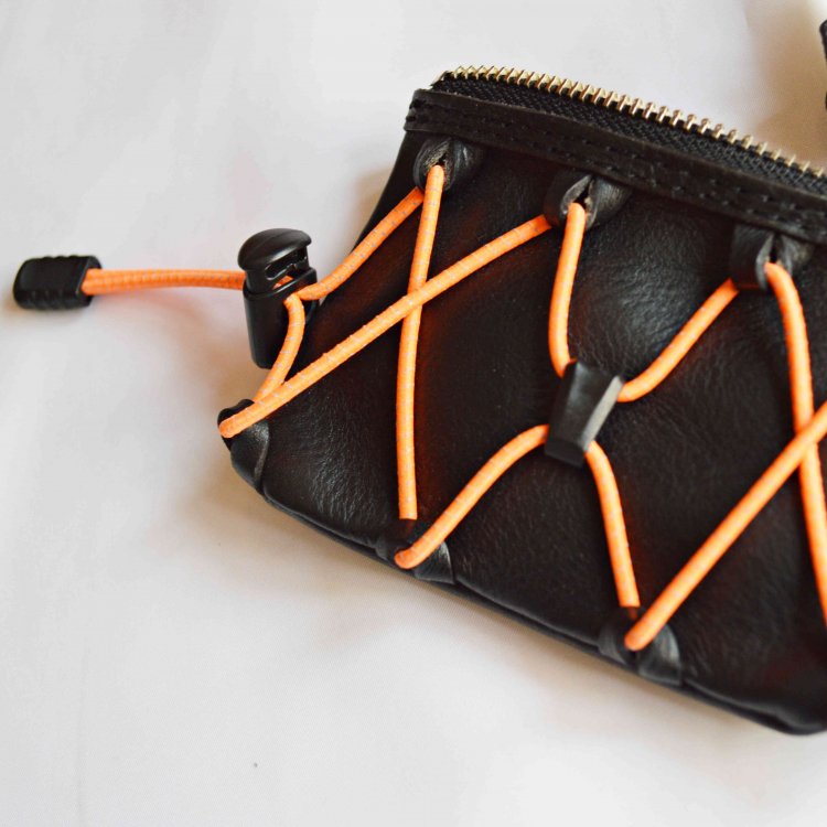 saranam サラナン / draw cord card coin case ドローコードカードコインケース (BLACK×ORANGE ブラックオレンジ）