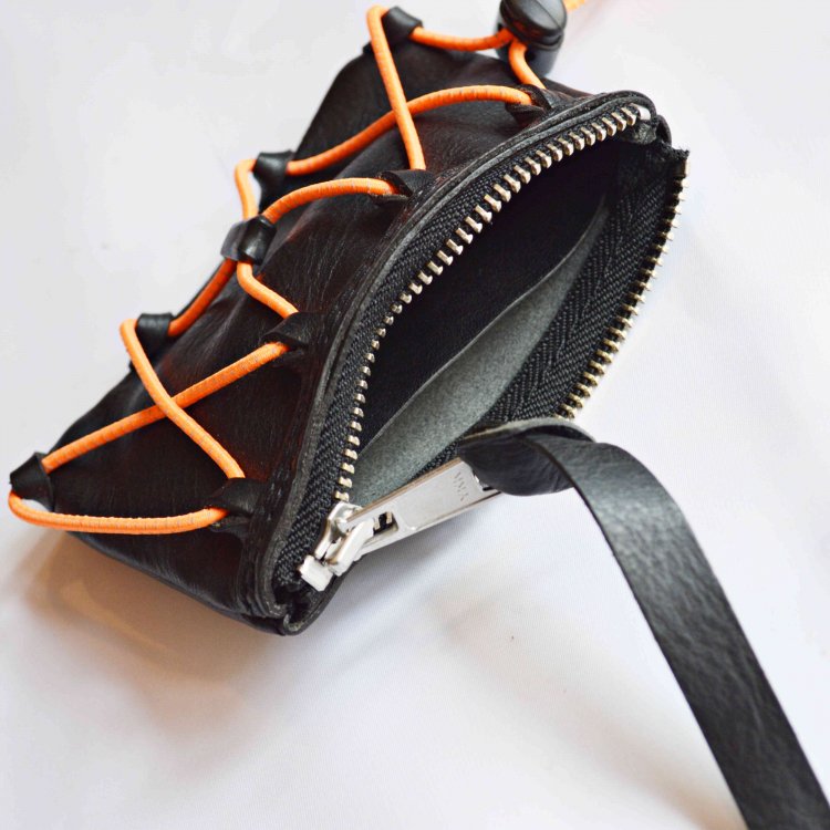 saranam サラナン / draw cord card coin case ドローコードカードコインケース (BLACK×ORANGE ブラックオレンジ)