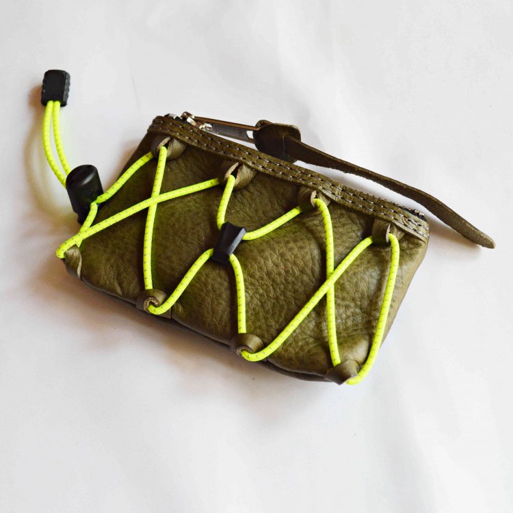 saranam サラナン / draw cord card coin case ドローコードカードコインケース (GRAY×YELLOW グレーイエロー)