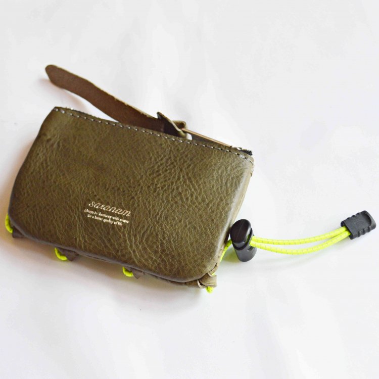 saranam サラナン / draw cord card coin case ドローコードカードコインケース (GRAY×YELLOW グレーイエロー)