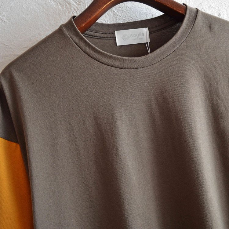 Soglia ソリア / SUVIN GIZA Smooth Long T-shirt スビンギザスムースロングTシャツ (Khaki/Mustard カーキマスタード)
