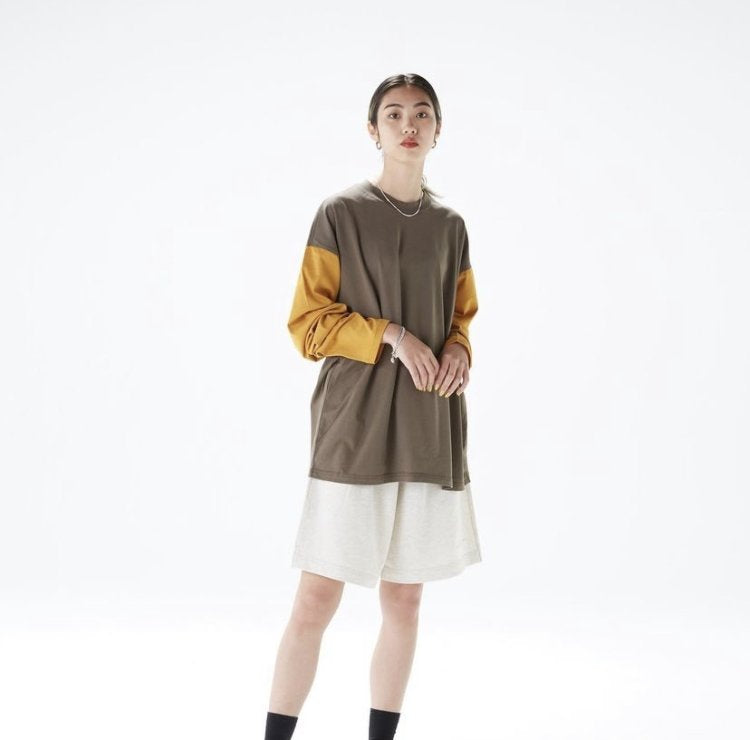 Soglia ソリア / SUVIN GIZA Smooth Long T-shirt スビンギザスムースロングTシャツ (Khaki/Mustard カーキマスタード)