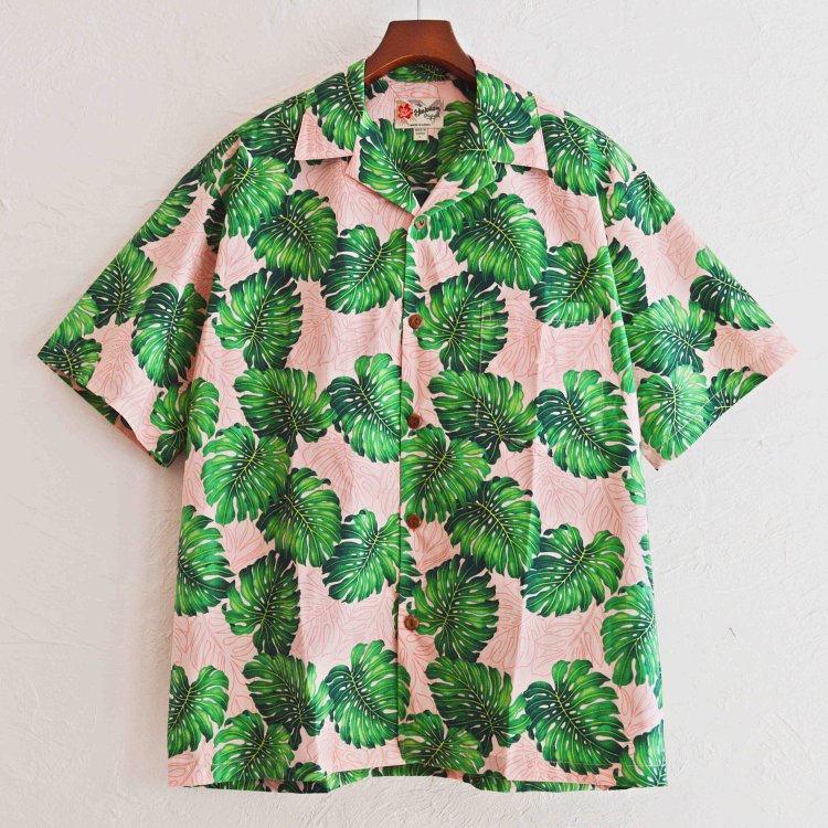 Hilo Hattie ヒロハッティ / Aloha shirt Monstera アロハシャツ (Coral コーラル)