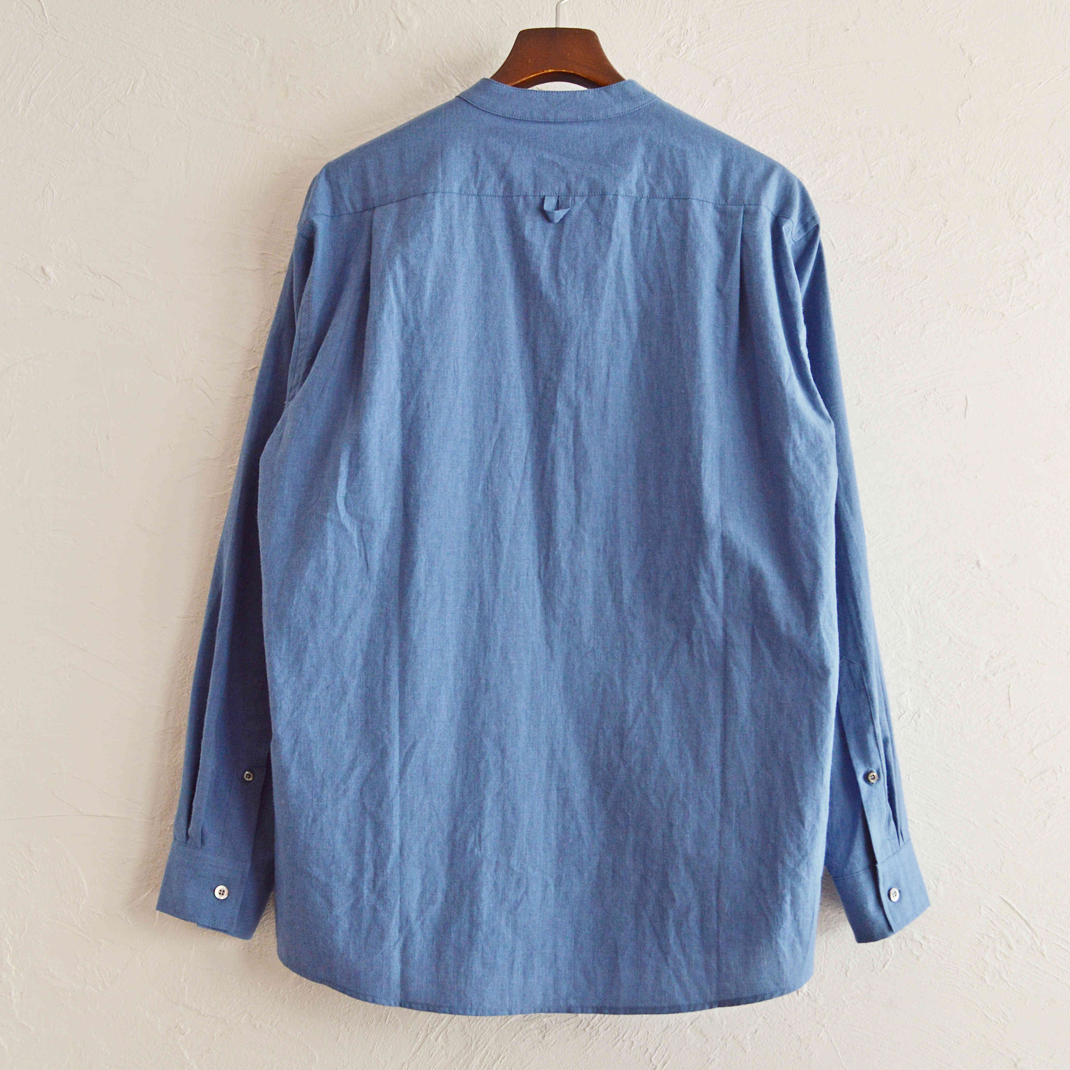 LAMOND ラモンド / BAND COLLAR CHAMBRAY SHIRTS JACKET バンドカラーシャンブレーシャツ (BLUE ブルー）