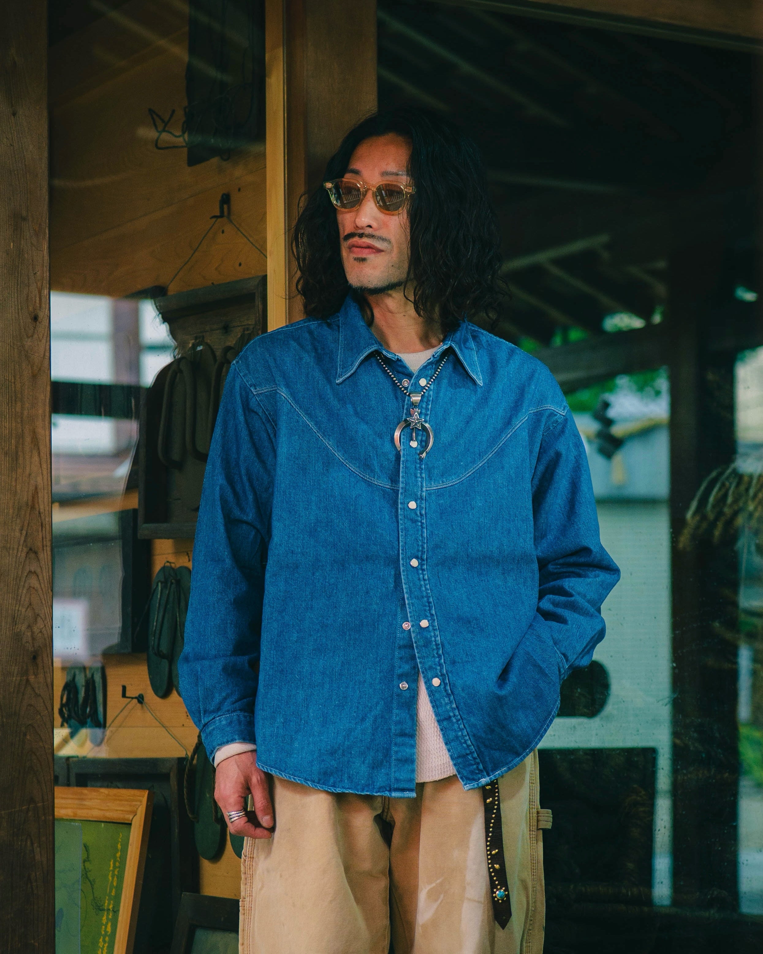 Nasngwam. ナスングワム / BRIGHT DENIM SHIRTS ブライトデニムウエスタンシャツ (USED WASH ユーズドウォッシュ)