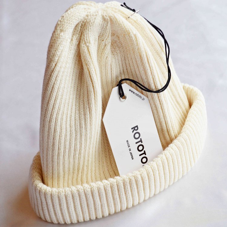 ROTOTO / COTTON ROLL UP BEANIE  (IVORY)
