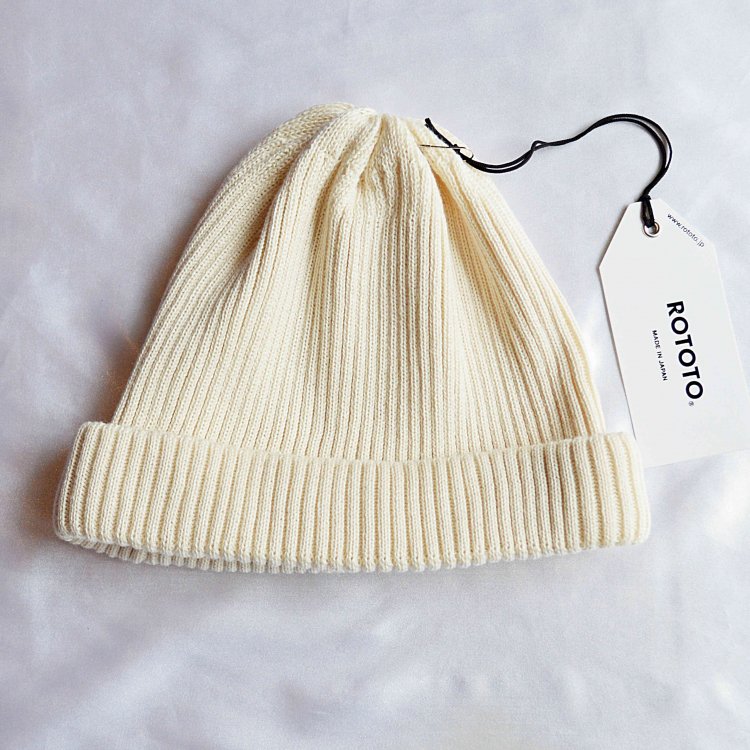 ROTOTO / COTTON ROLL UP BEANIE  (IVORY)
