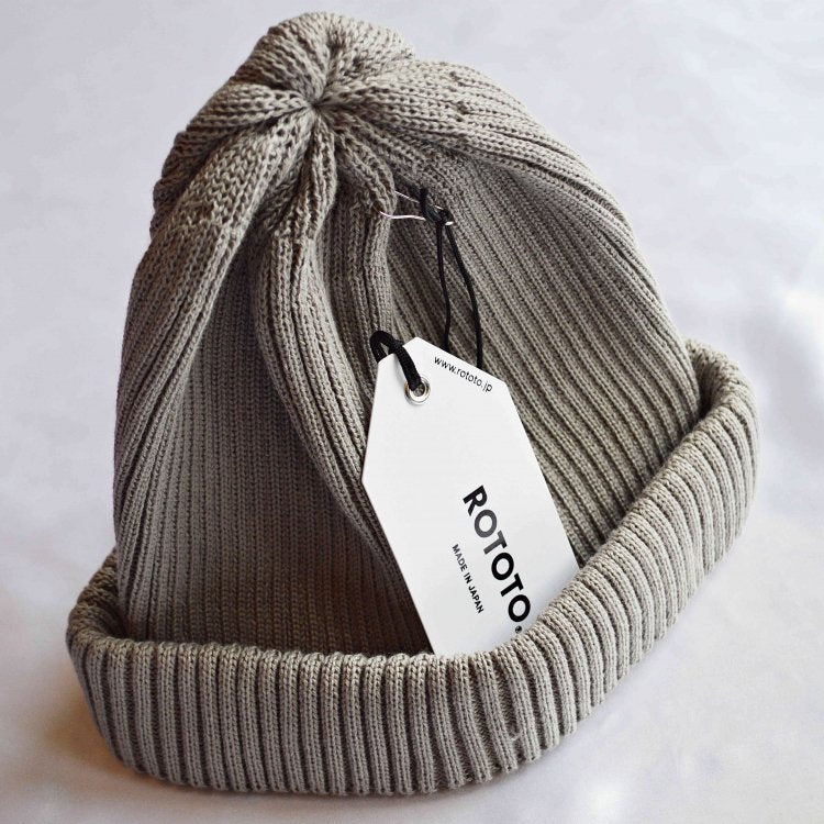 ROTOTO ロトト / COTTON ROLL UP BEANIE (GRAYGE)