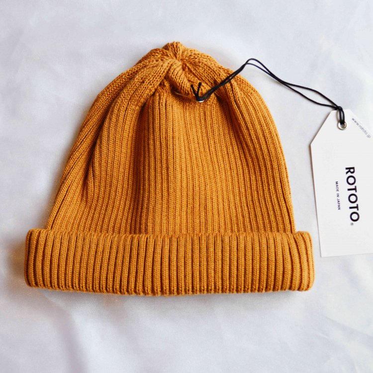 ROTOTO / COTTON ROLL UP BEANIE (D.YELLOW)