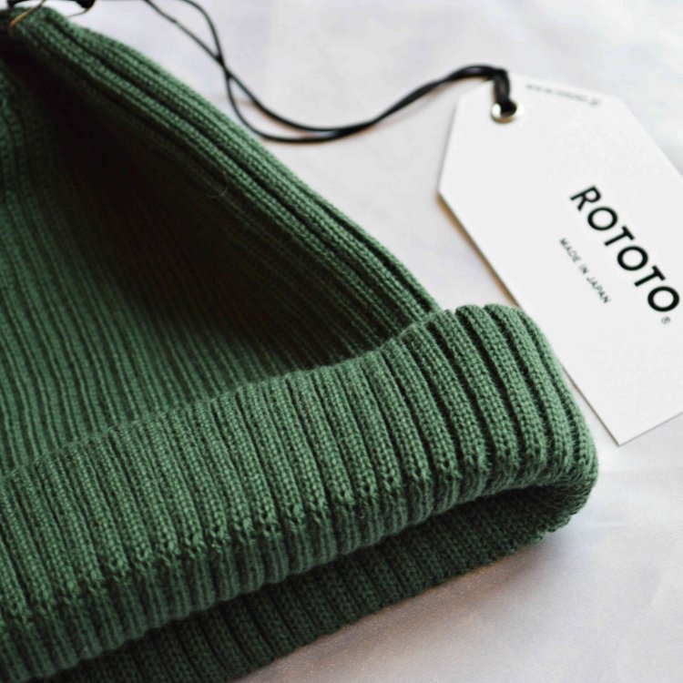 ROTOTO / COTTON ROLL UP BEANIE (D.GREEN)