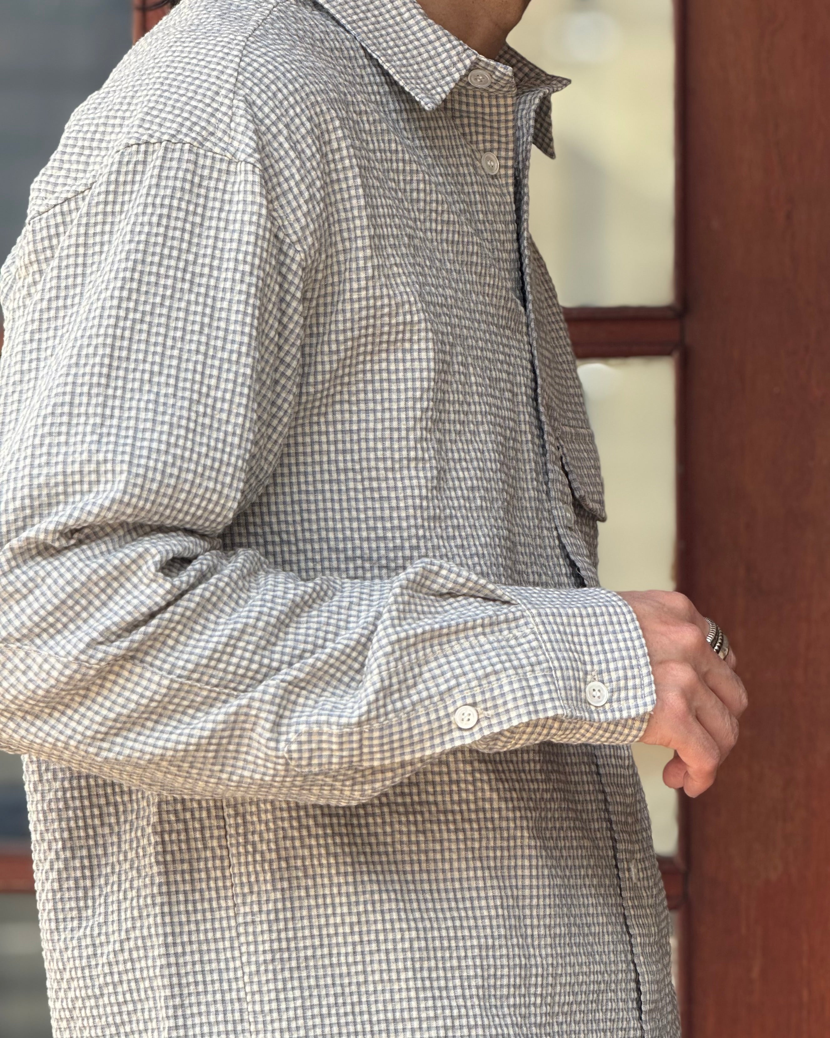 modemdesgin モデムデザイン / checkered standard shirt チェックシャツ 【BLUE ブルー】