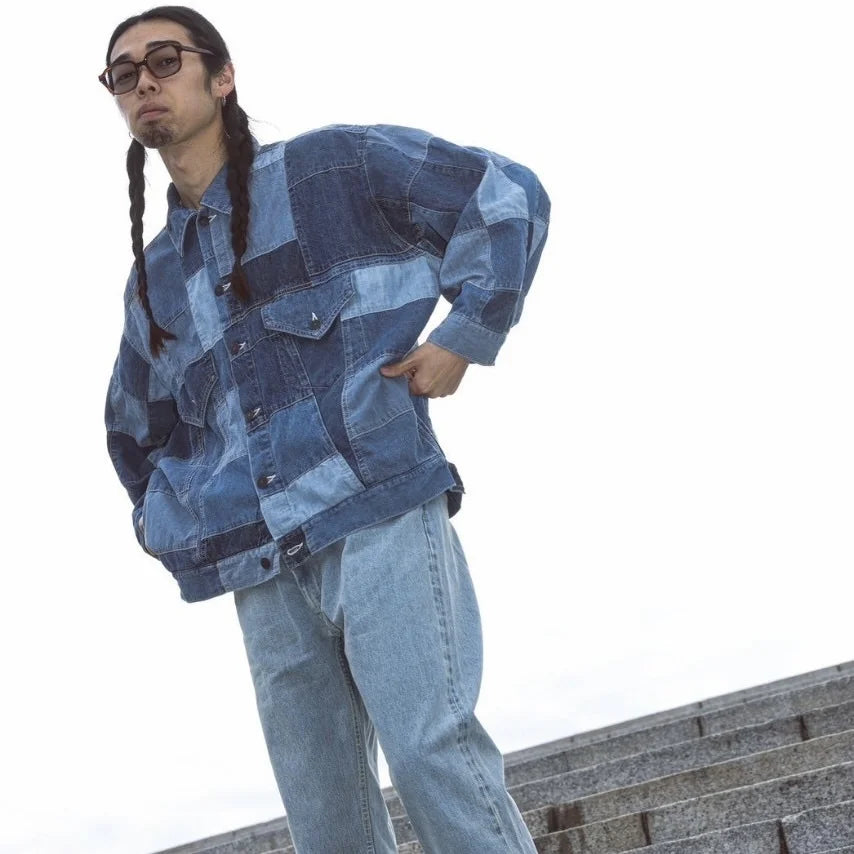 IMPRESTORE インプレストア / Mary-L-O.D.PATCHWORK | Trucker coat マリー パッチワークトラッカーコート (DENIM PATCHWORK デニムパッチワーク)